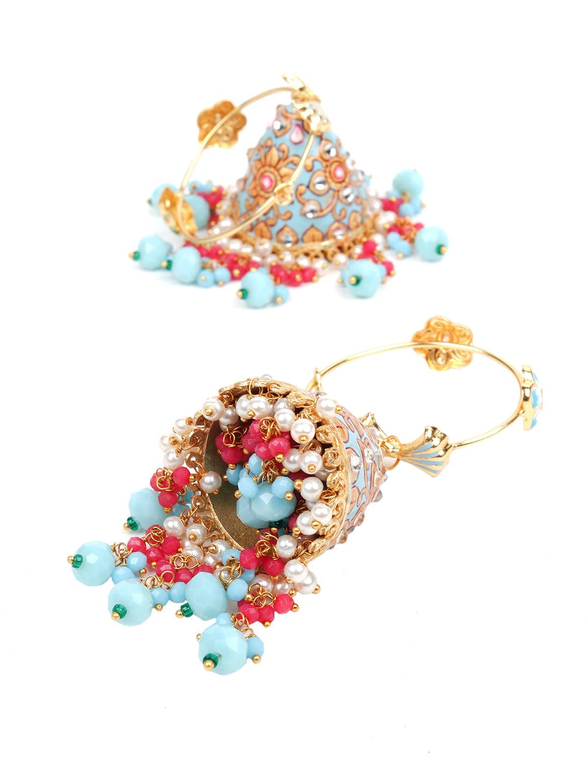 Women's Designer Turquoise Blue Jhumka