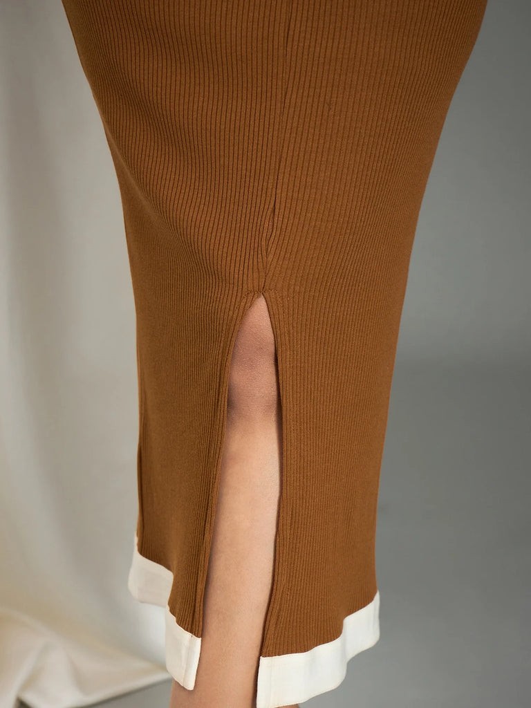 Women's Center Slit Bodycon Midi Dress