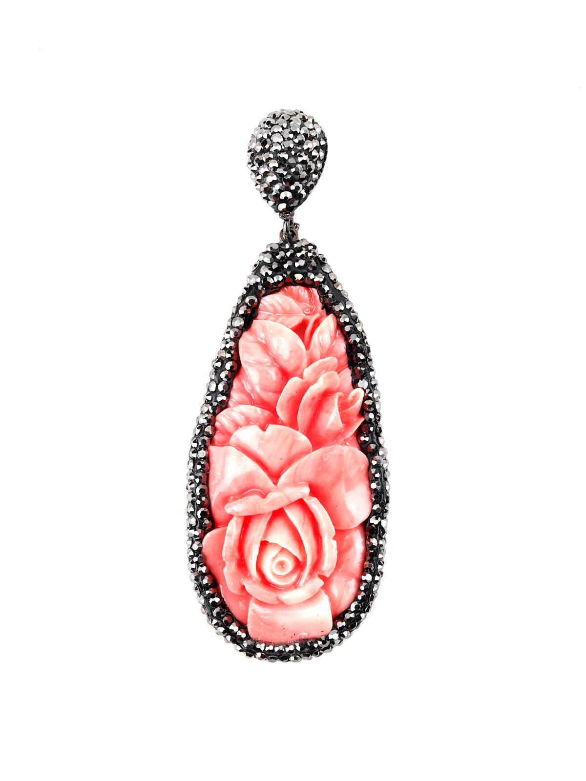 Women's Dew Drop Shape Pink Dangle Earring