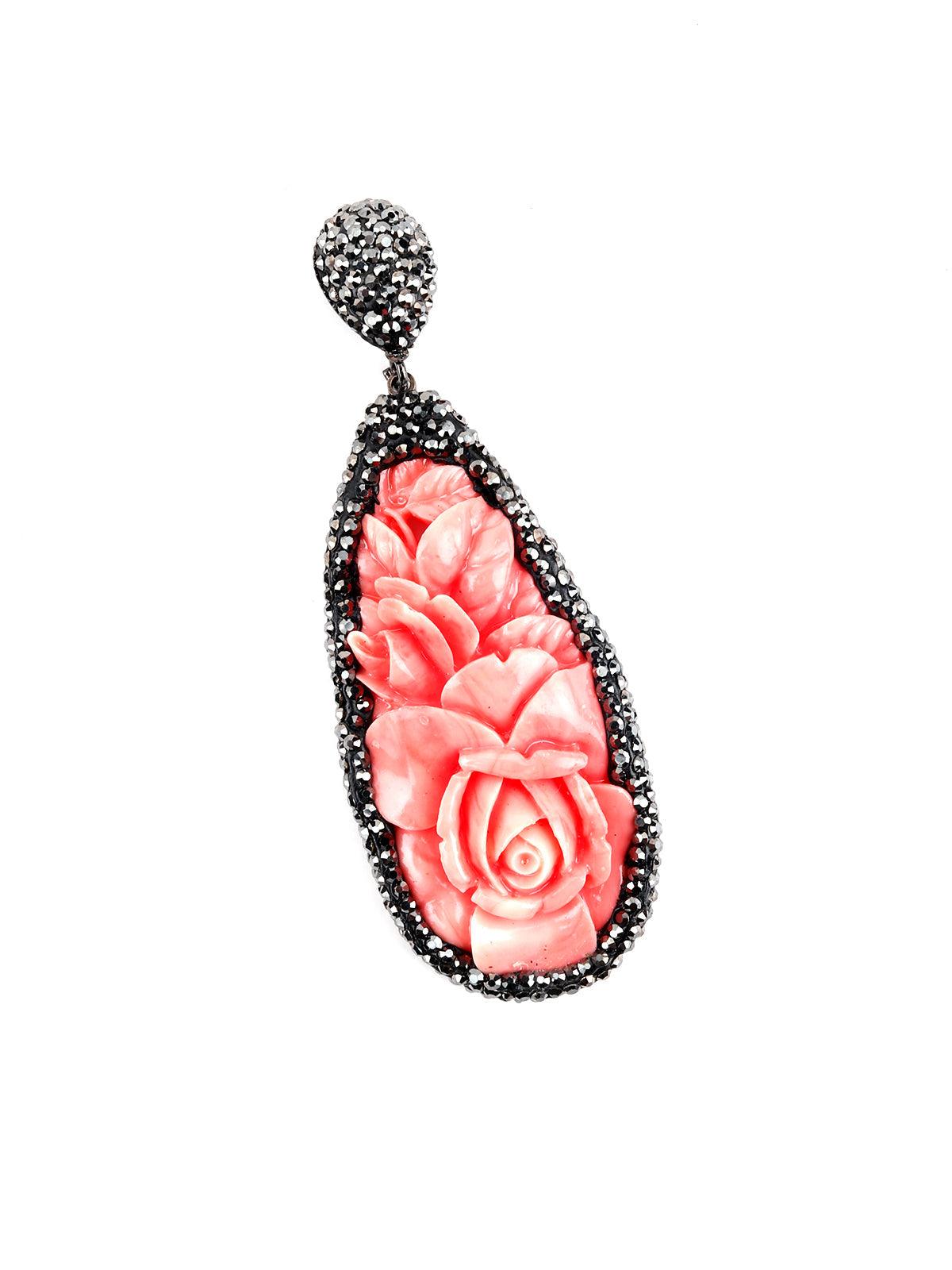 Women's Dew Drop Shape Pink Dangle Earring