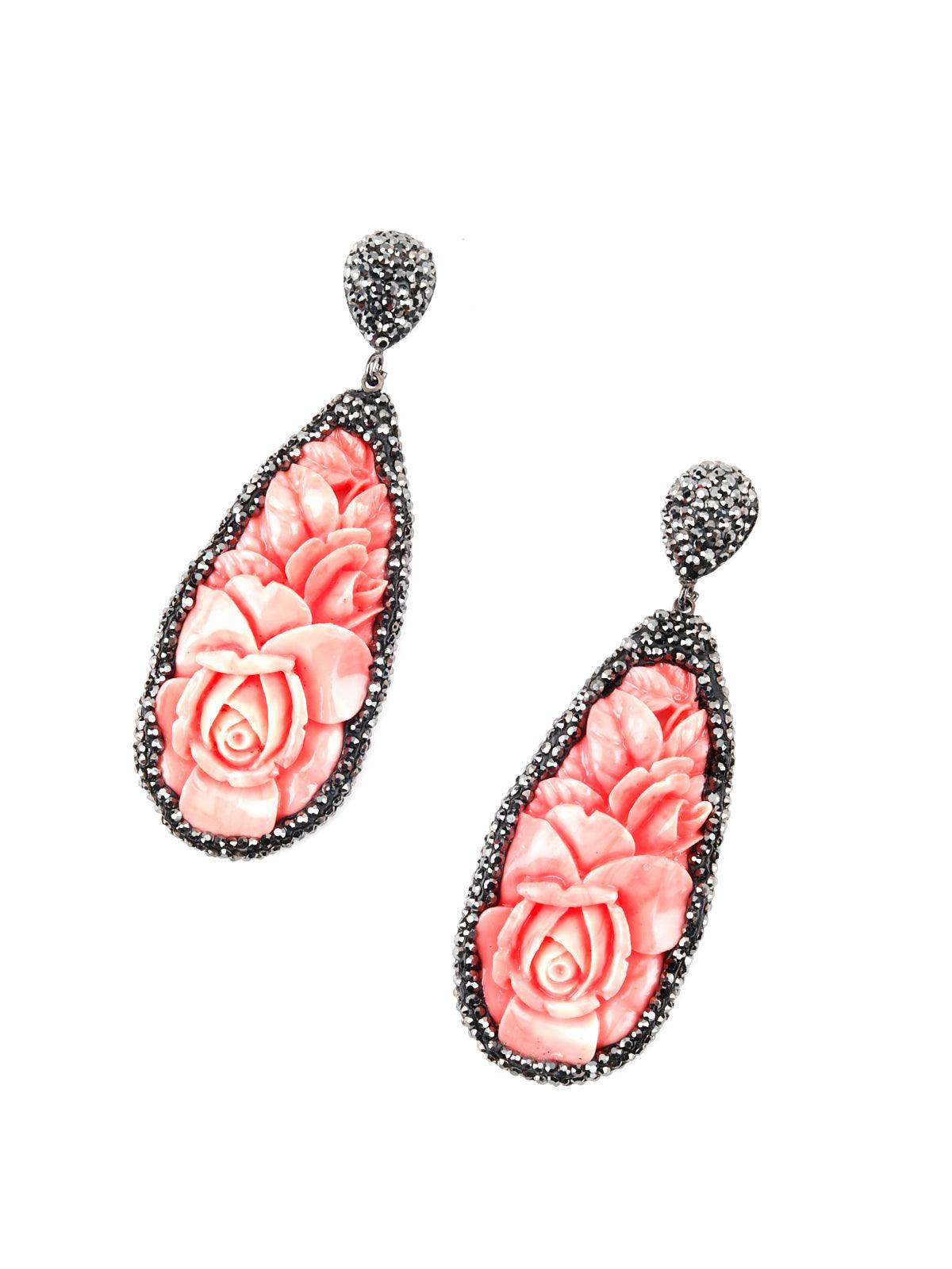Women's Dew Drop Shape Pink Dangle Earring