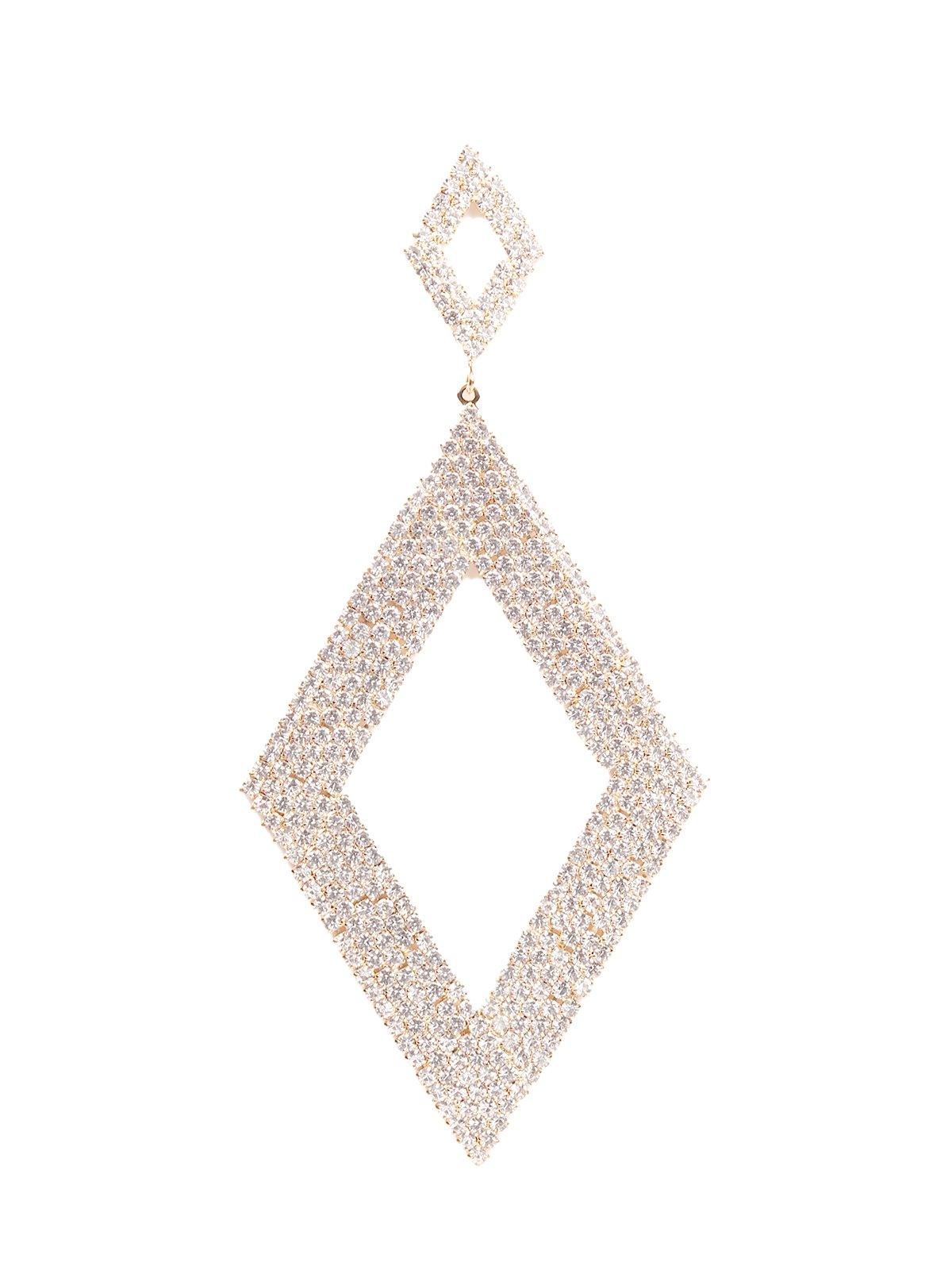 Women's Double Diamond-Shaped Crystal-Embellished Gold-Tone Earring
