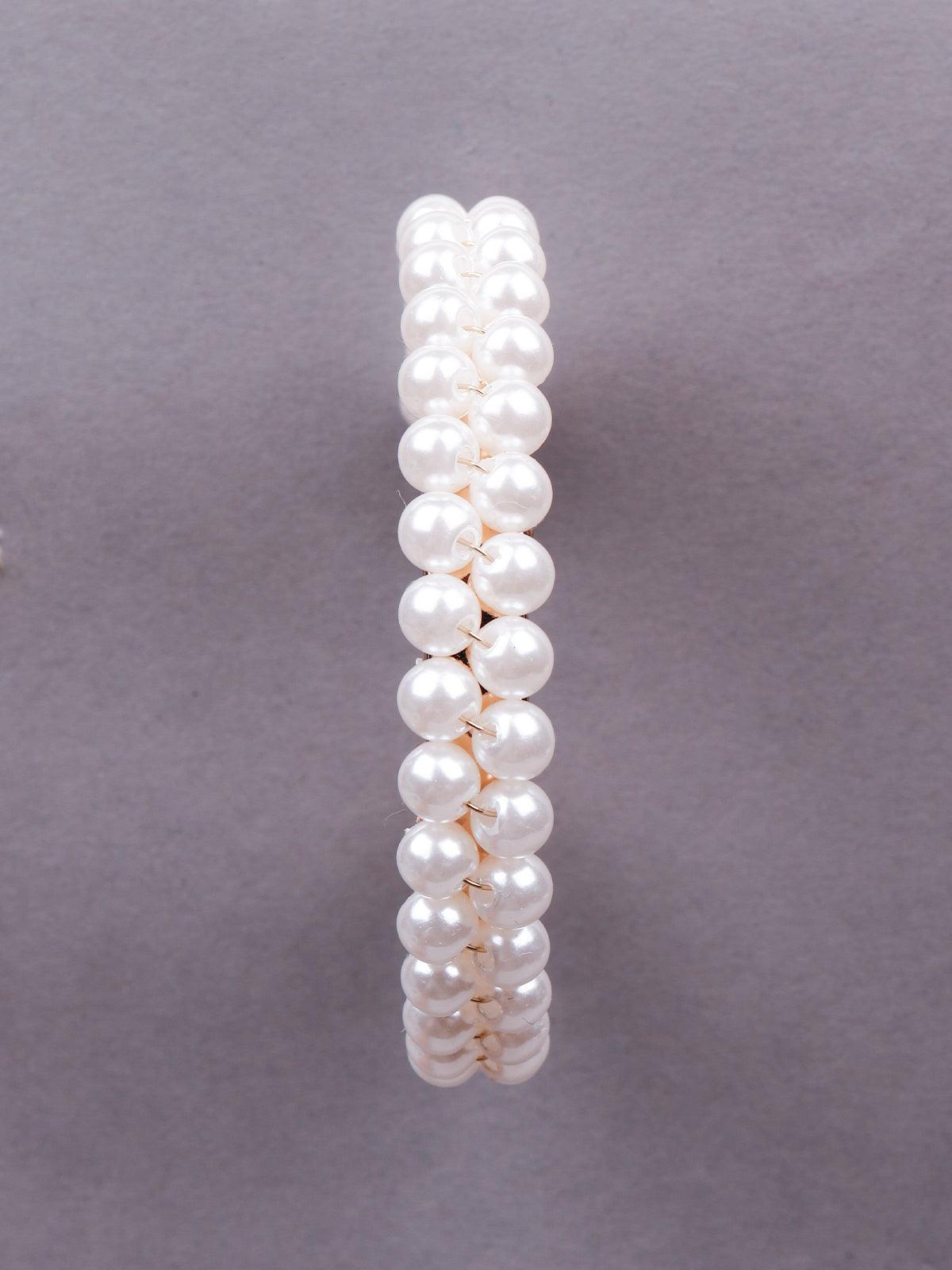 Women's Double Layered Artificial Pearl Hoop Statement Earring