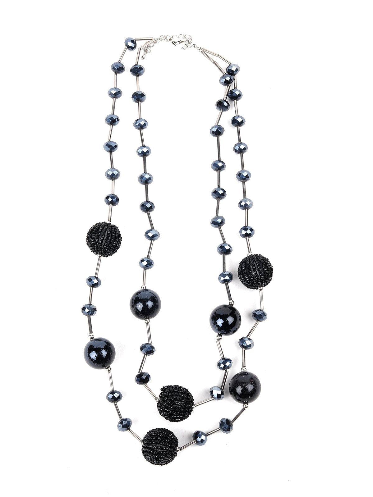 Women's Double Layered Beaded Station Necklac