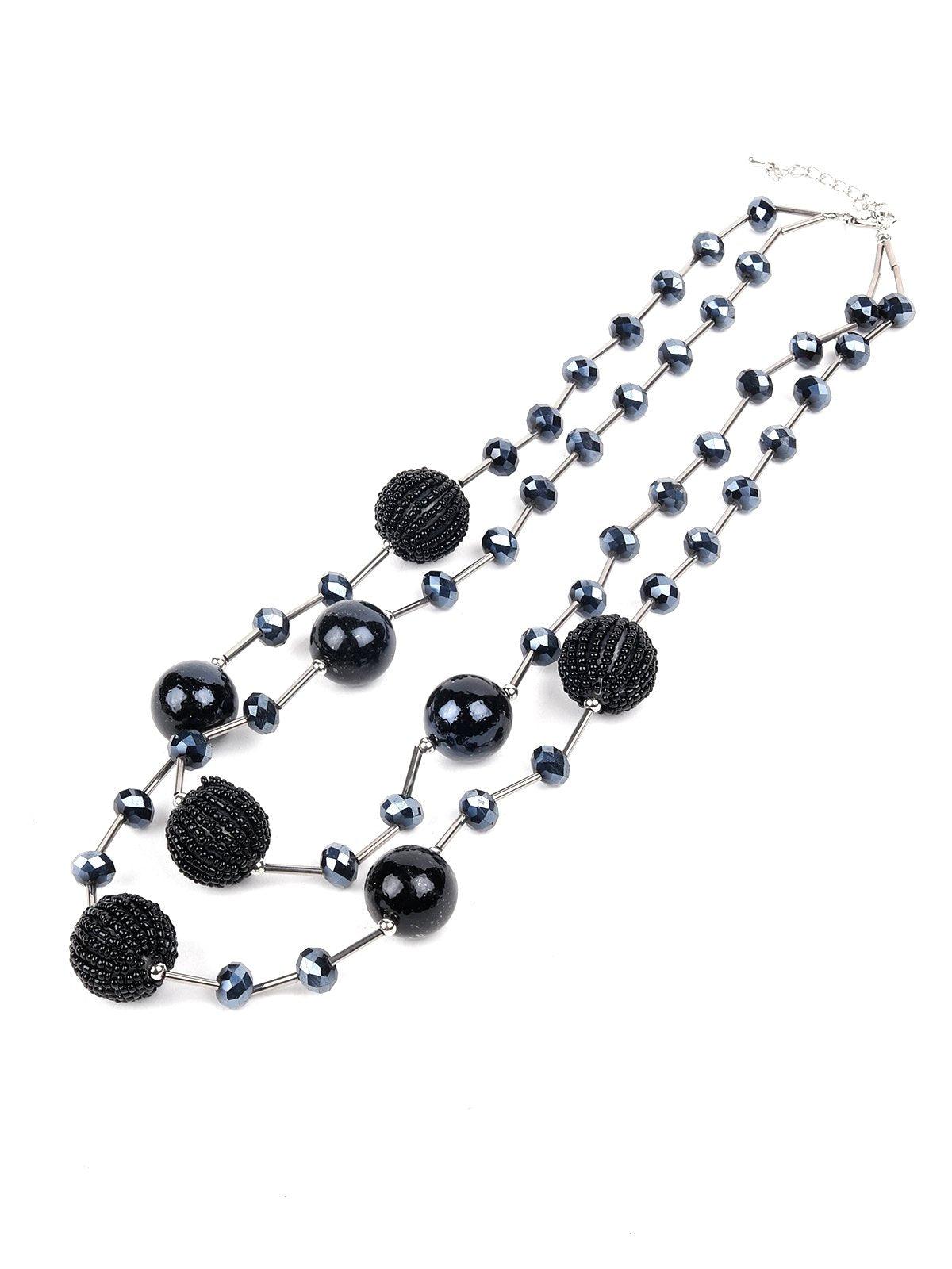 Women's Double Layered Beaded Station Necklac