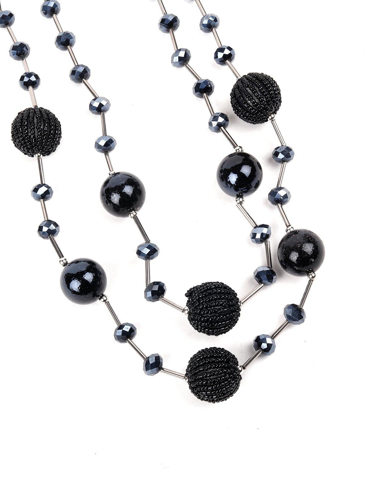 Women's Double Layered Beaded Station Necklac