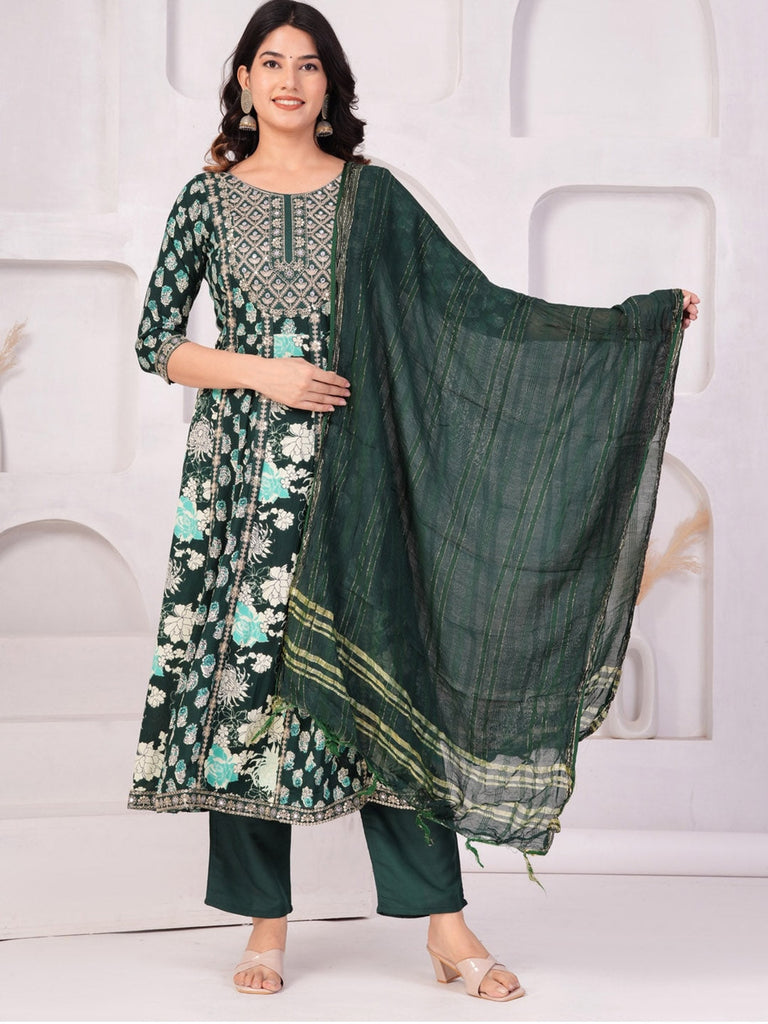 Women's Floral Printed Kurta with Palazzos & Dupatta