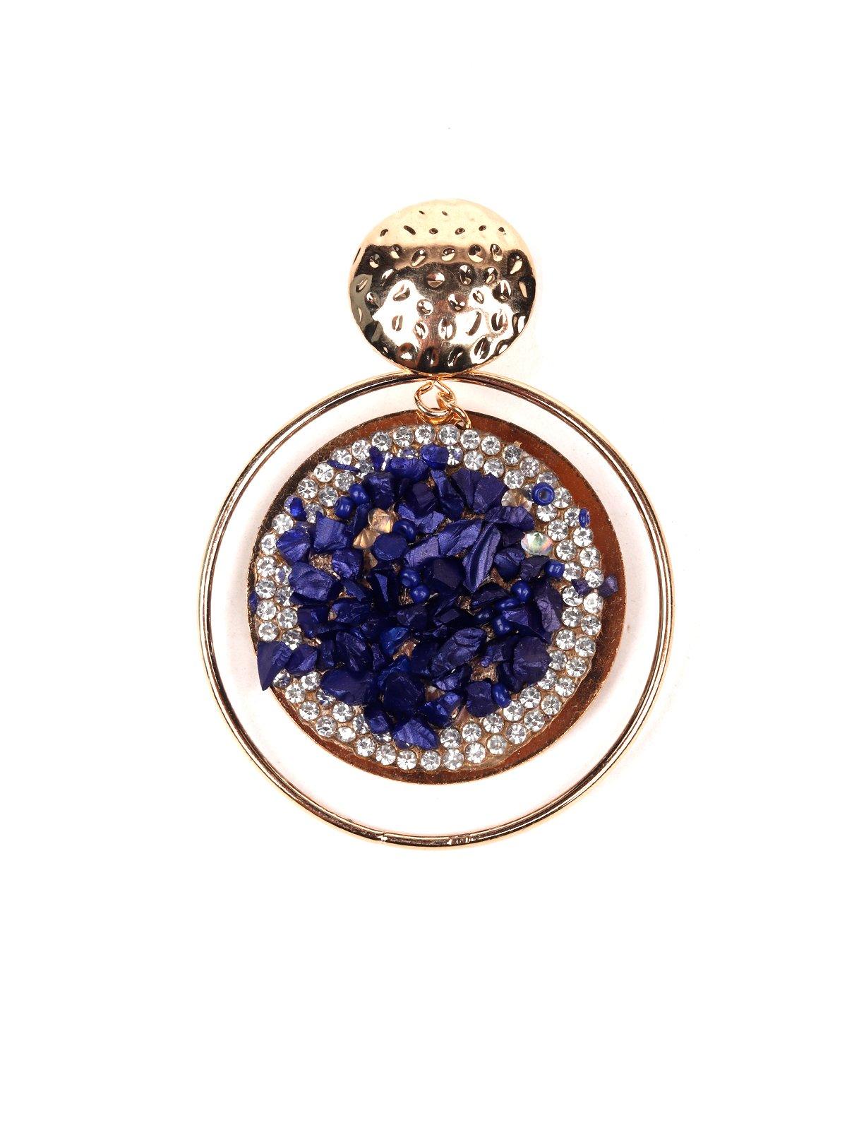 Women's Electric Blue Beaded Rounded Earring
