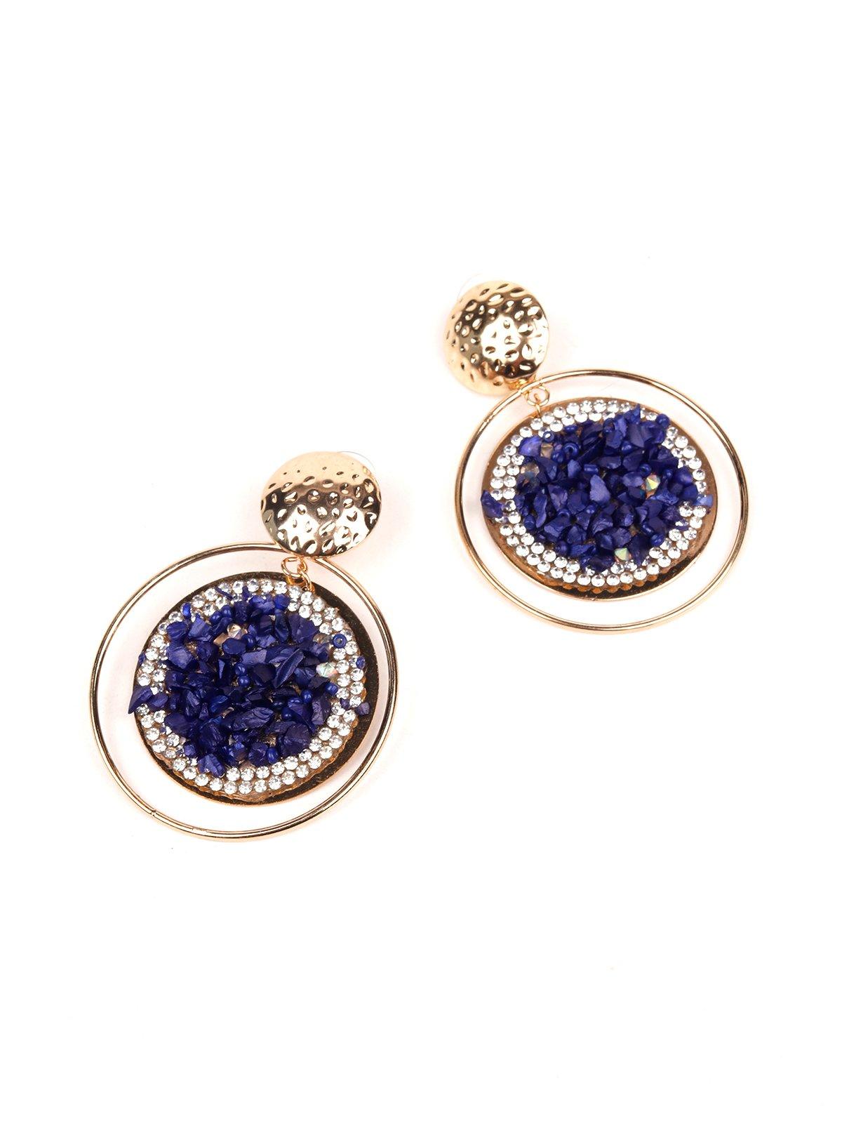 Women's Electric Blue Beaded Rounded Earring