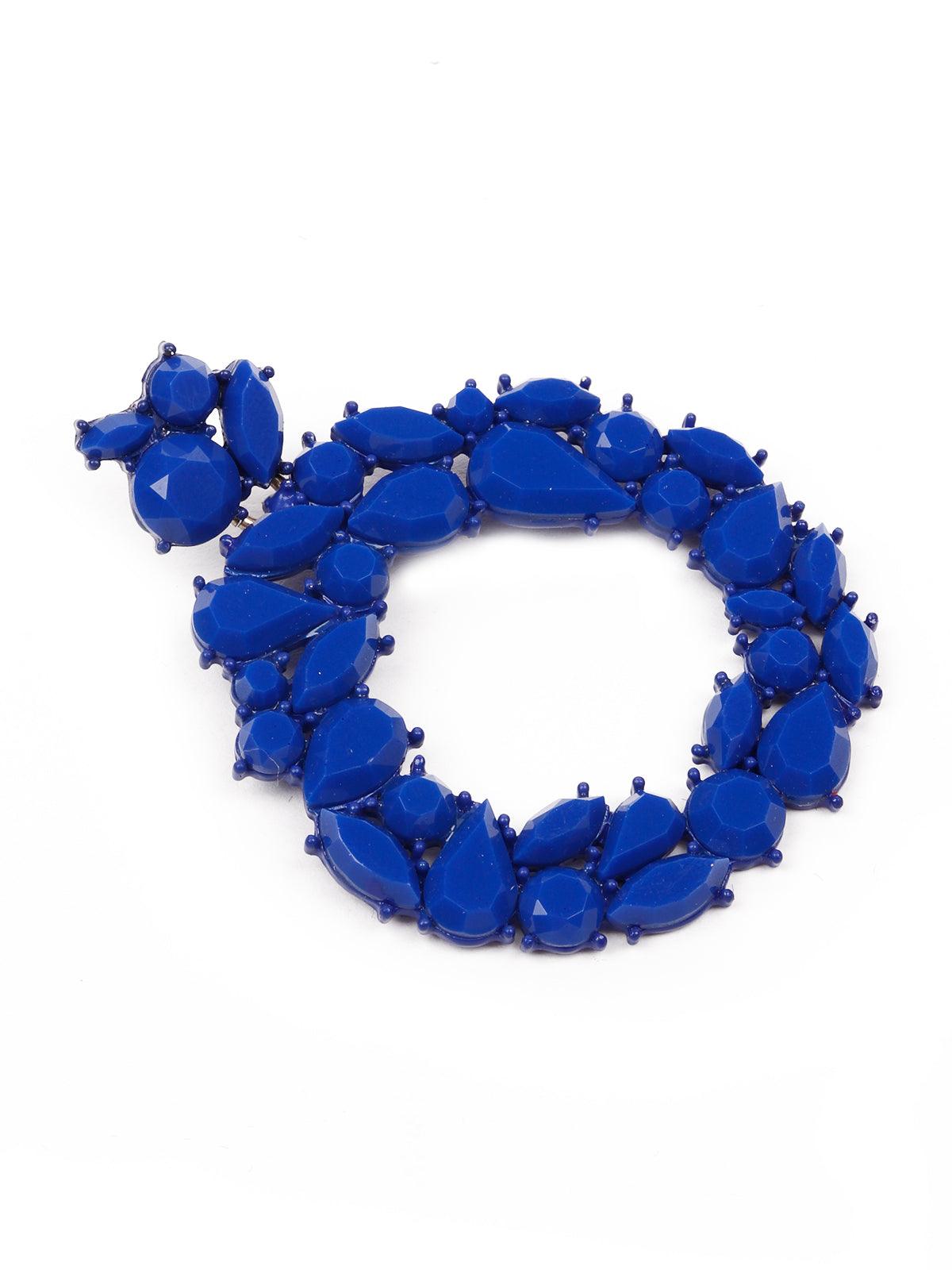 Women's Electric Blue Rounded Hoop Earring