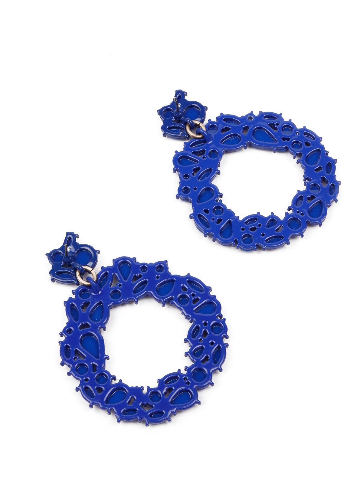 Women's Electric Blue Rounded Hoop Earring