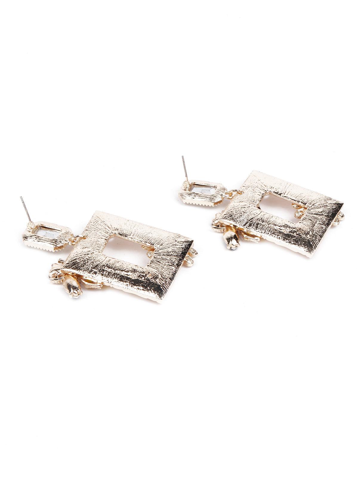 Women's Elegance Floral Structured Statement Earrings - Gol