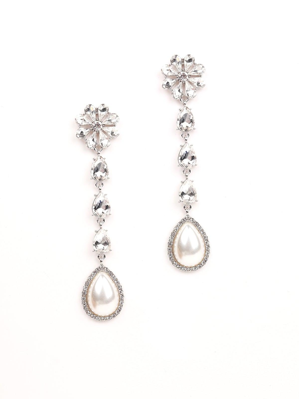 Women's Elegant Crystal And Pearl Drop Earring