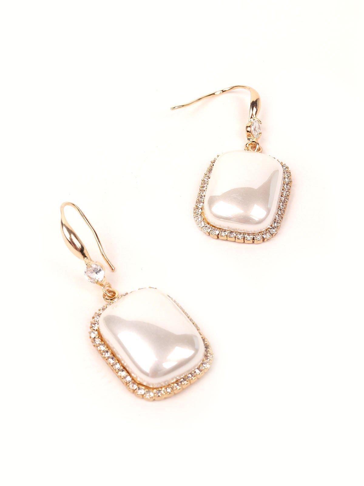 Women's Elegant Crystal Stone Drop Earrings -Gol