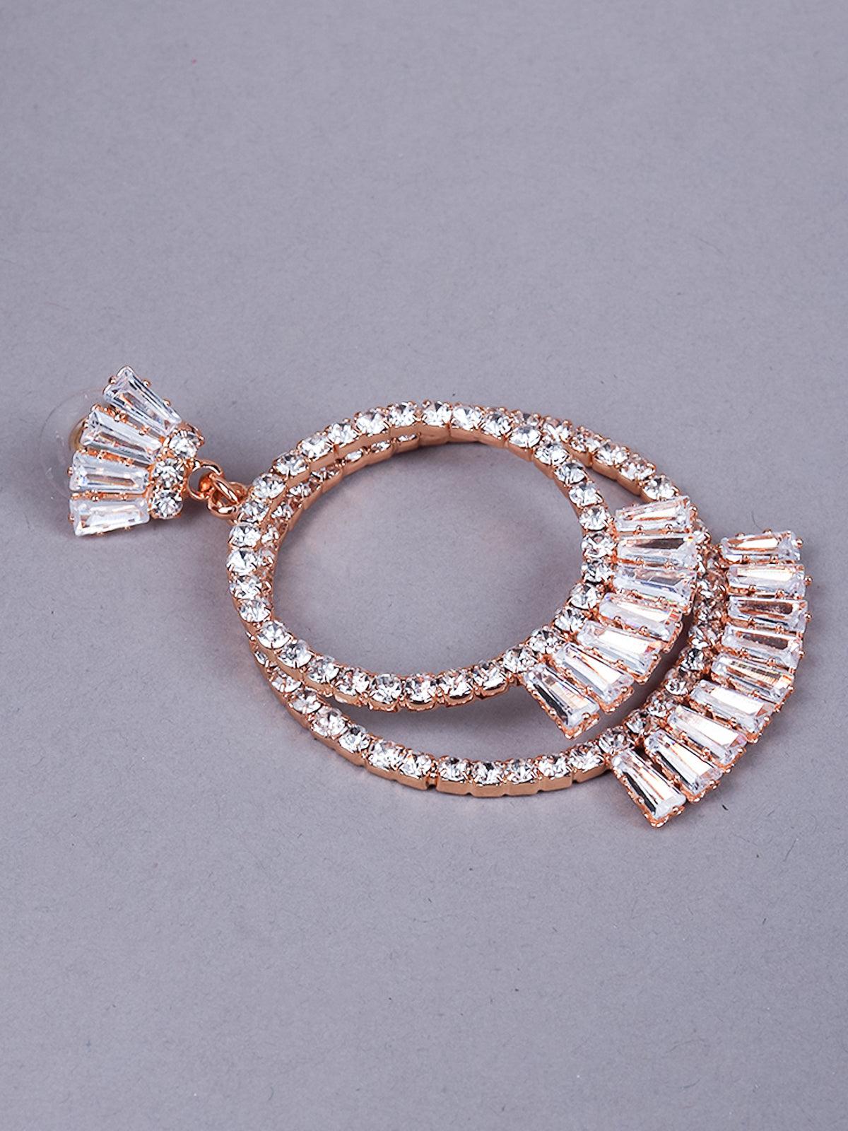 Women's Elegant Double Hoop Crystal Earring
