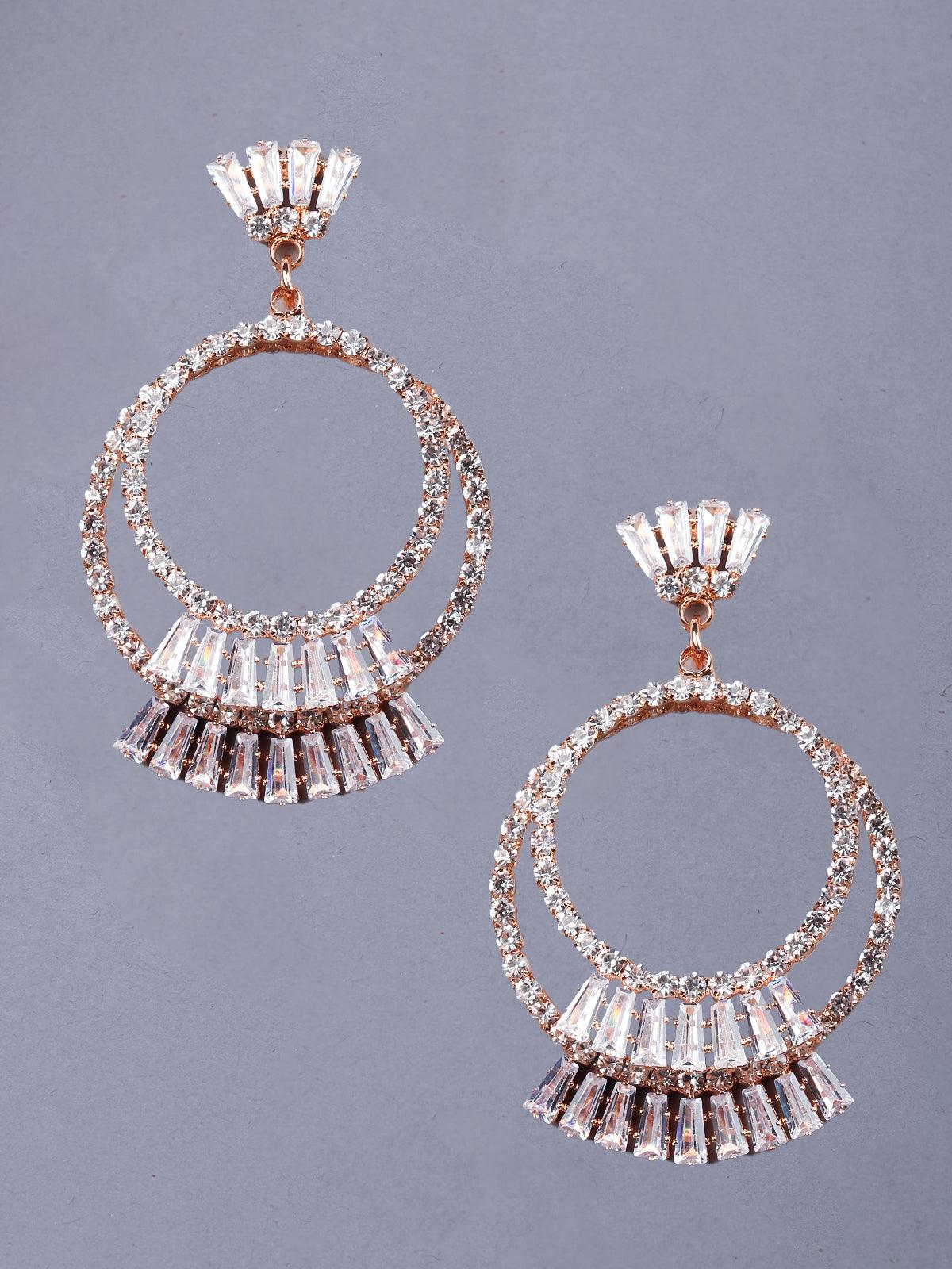 Women's Elegant Double Hoop Crystal Earring