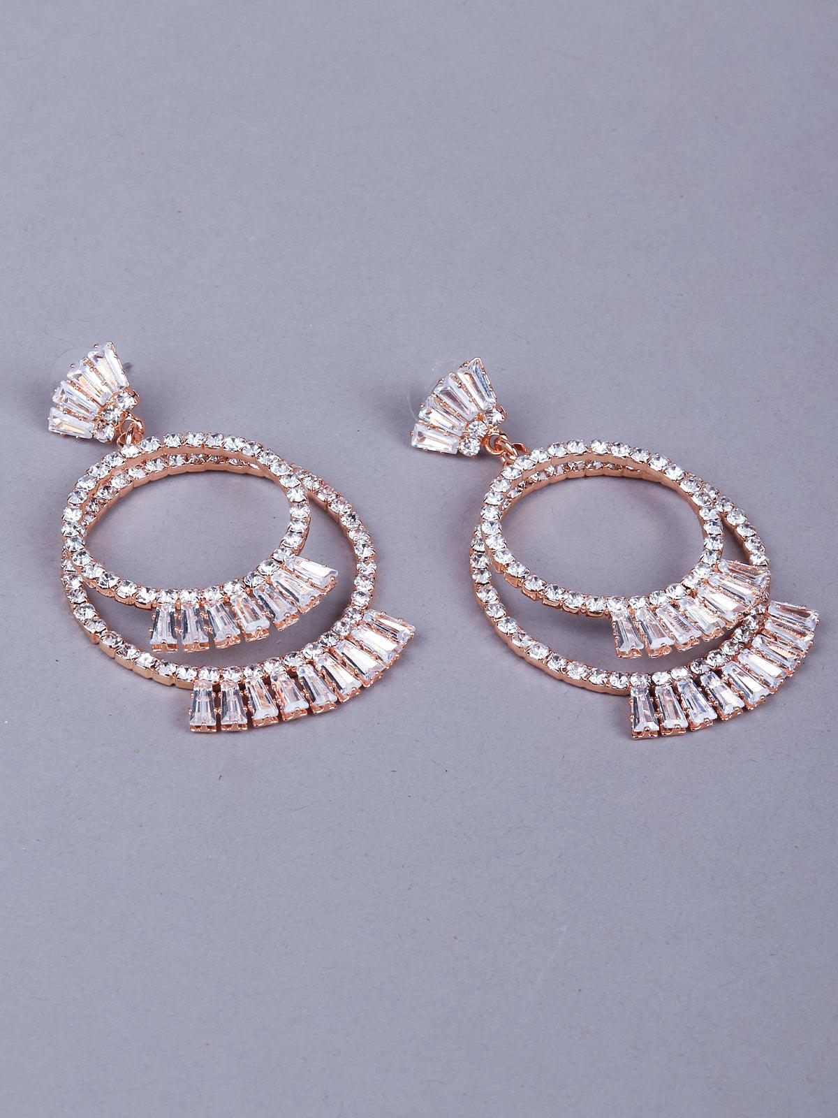 Women's Elegant Double Hoop Crystal Earring