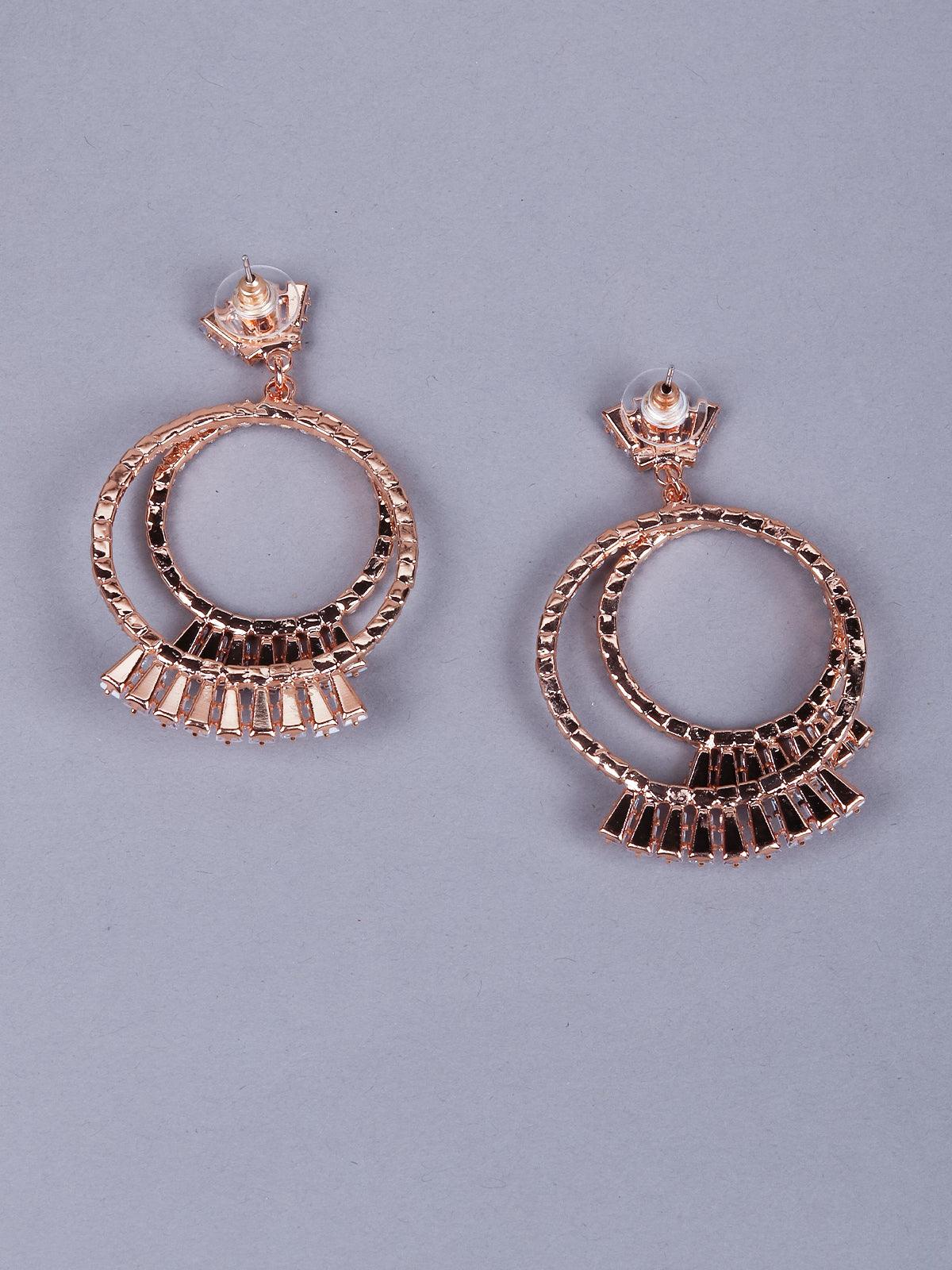 Women's Elegant Double Hoop Crystal Earring