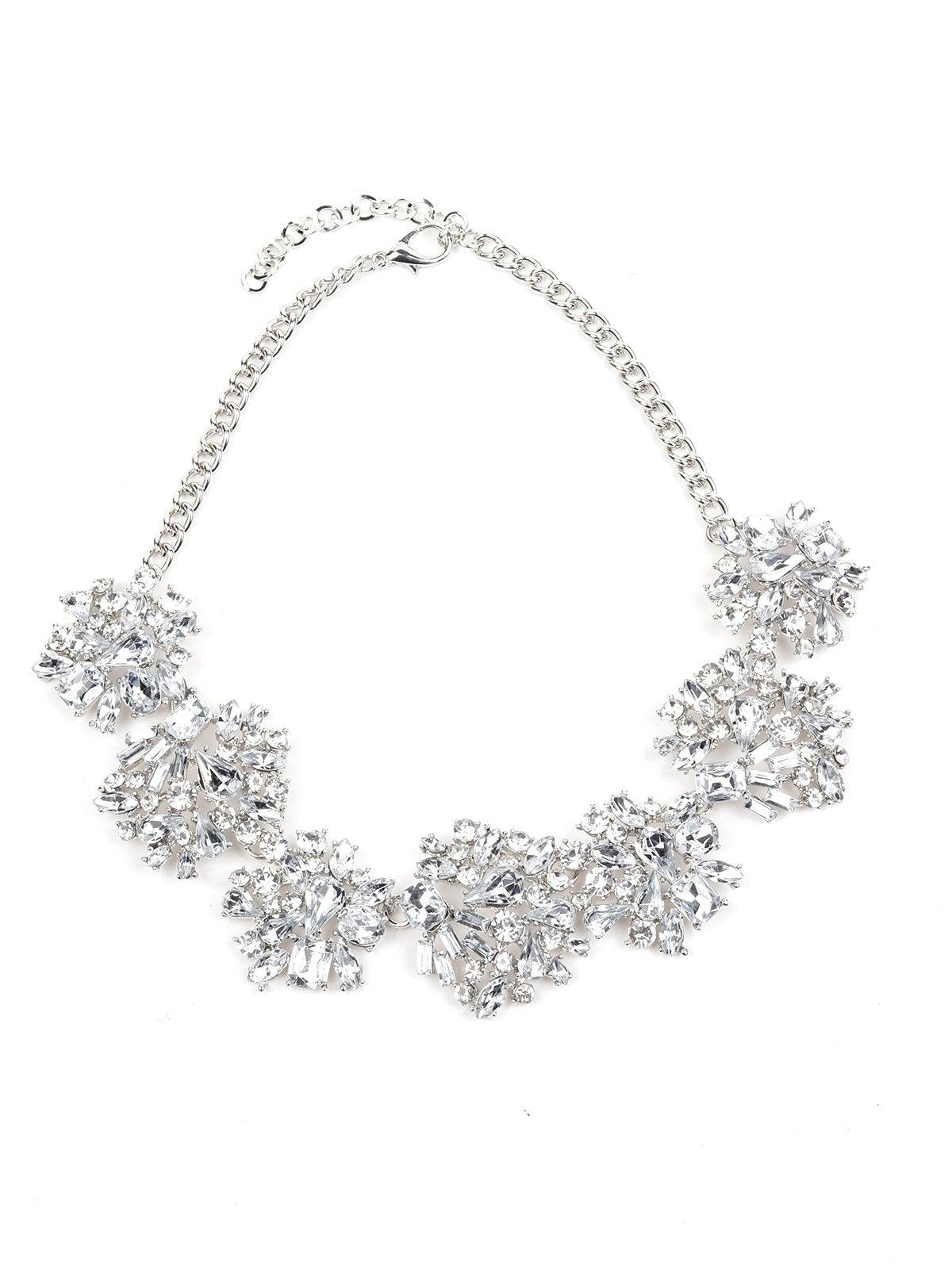 Women's Elegant Floral Crystal-Embellished Necklac