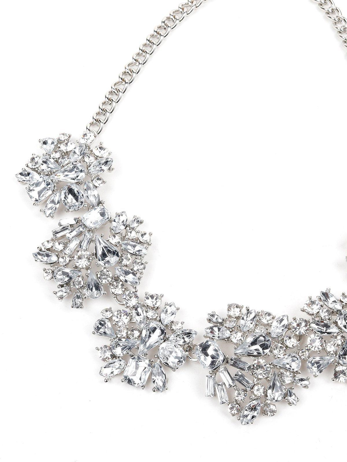 Women's Elegant Floral Crystal-Embellished Necklac