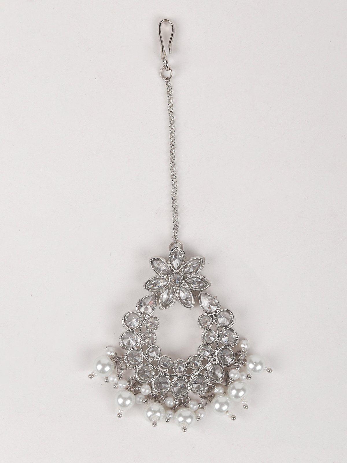 Women's Elegant Pearl-Embellished Crystal Necklace Se