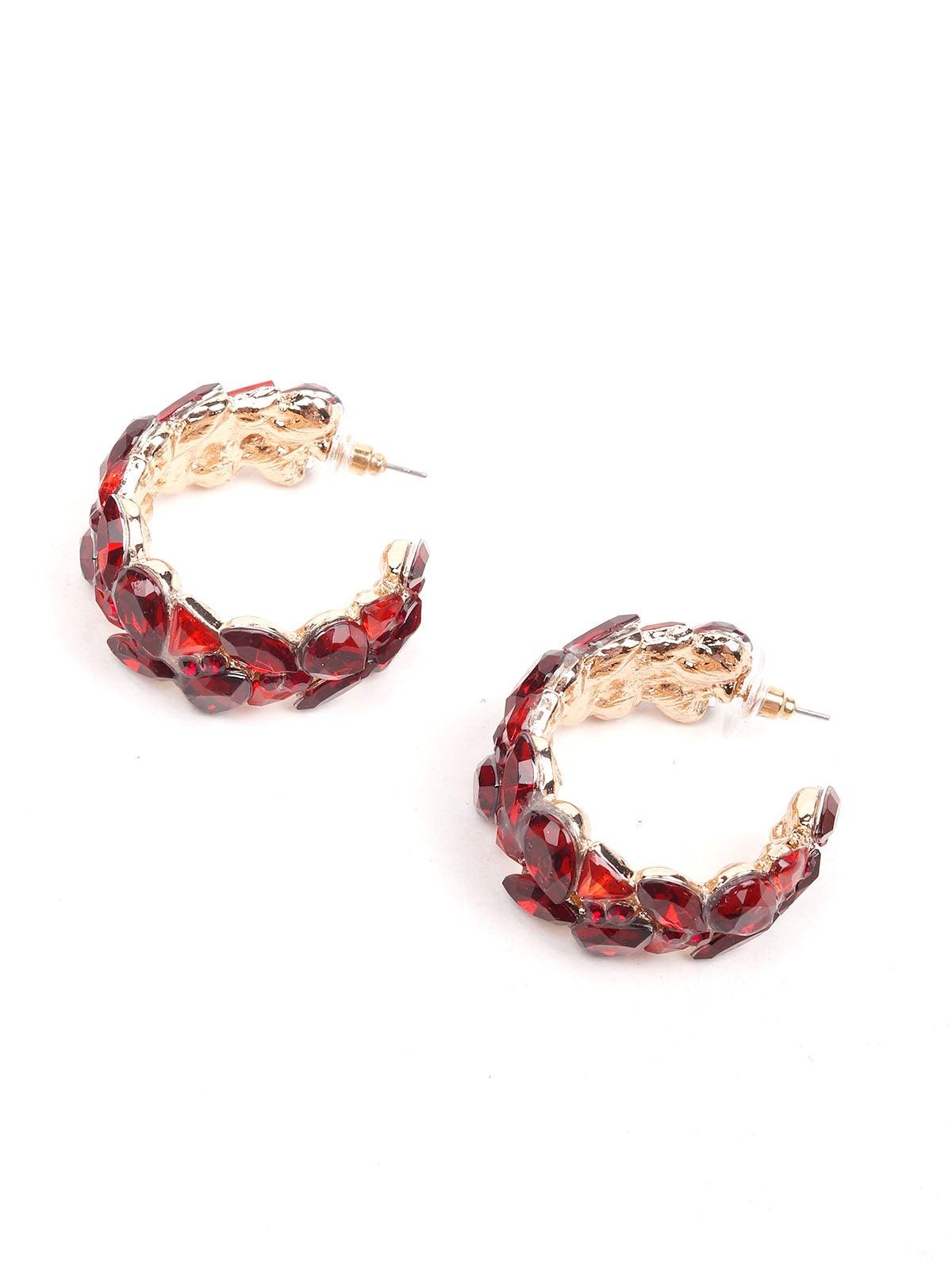 Women's Elegant Ruby Rounded Earring