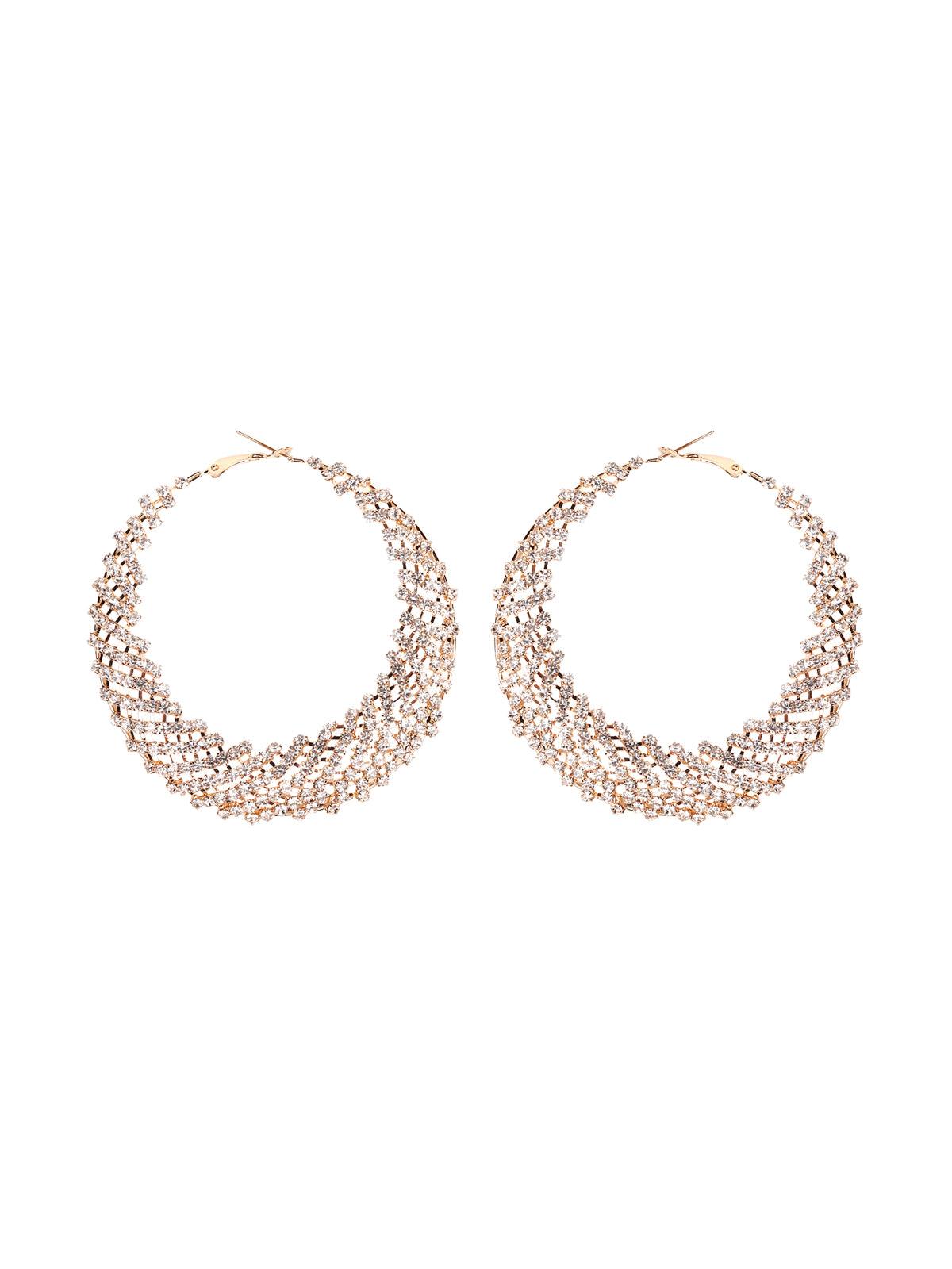 Women's Elegant Twisted Crystal-Studded Hoop Earrings