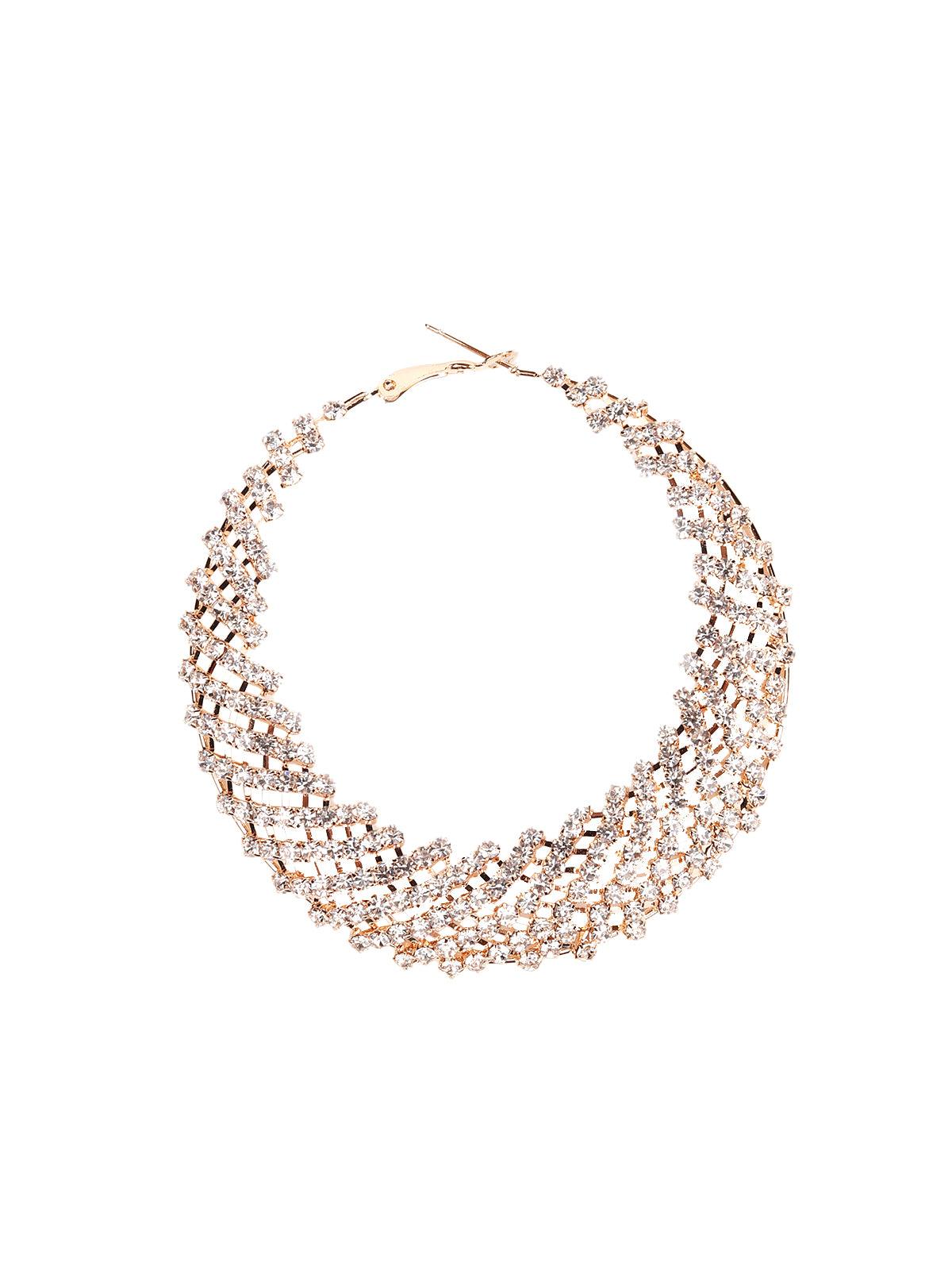 Women's Elegant Twisted Crystal-Studded Hoop Earrings