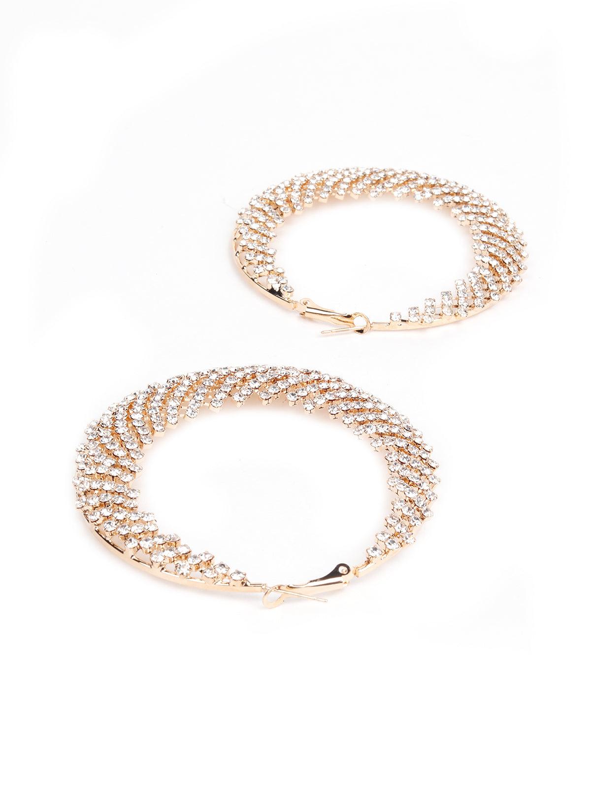 Women's Elegant Twisted Crystal-Studded Hoop Earrings
