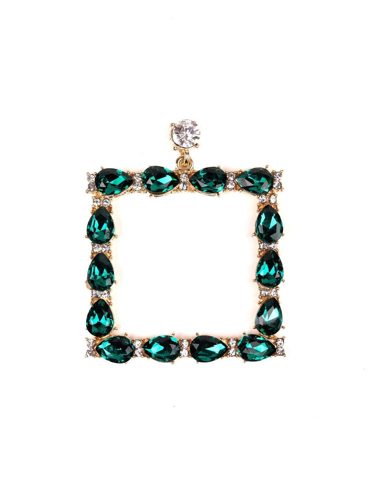 Women's Emerald Green Square-Shaped Earring