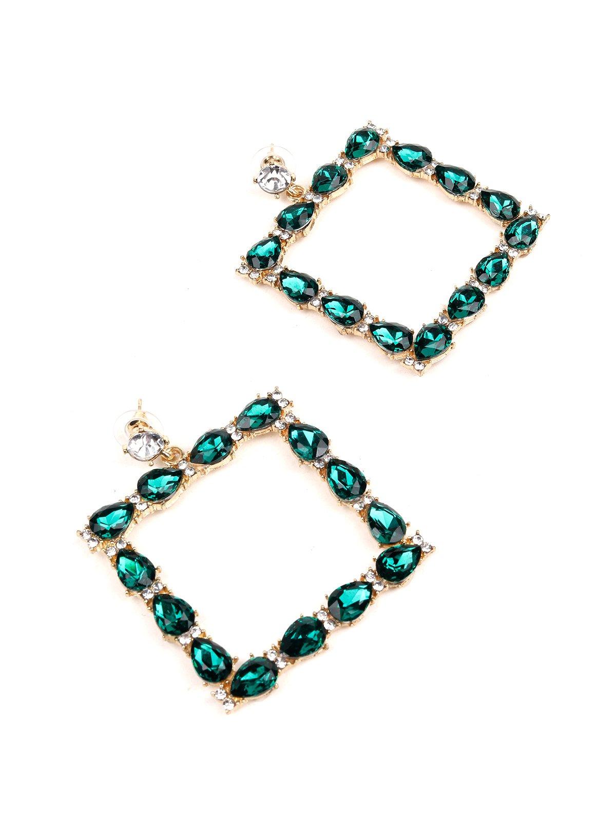 Women's Emerald Green Square-Shaped Earring