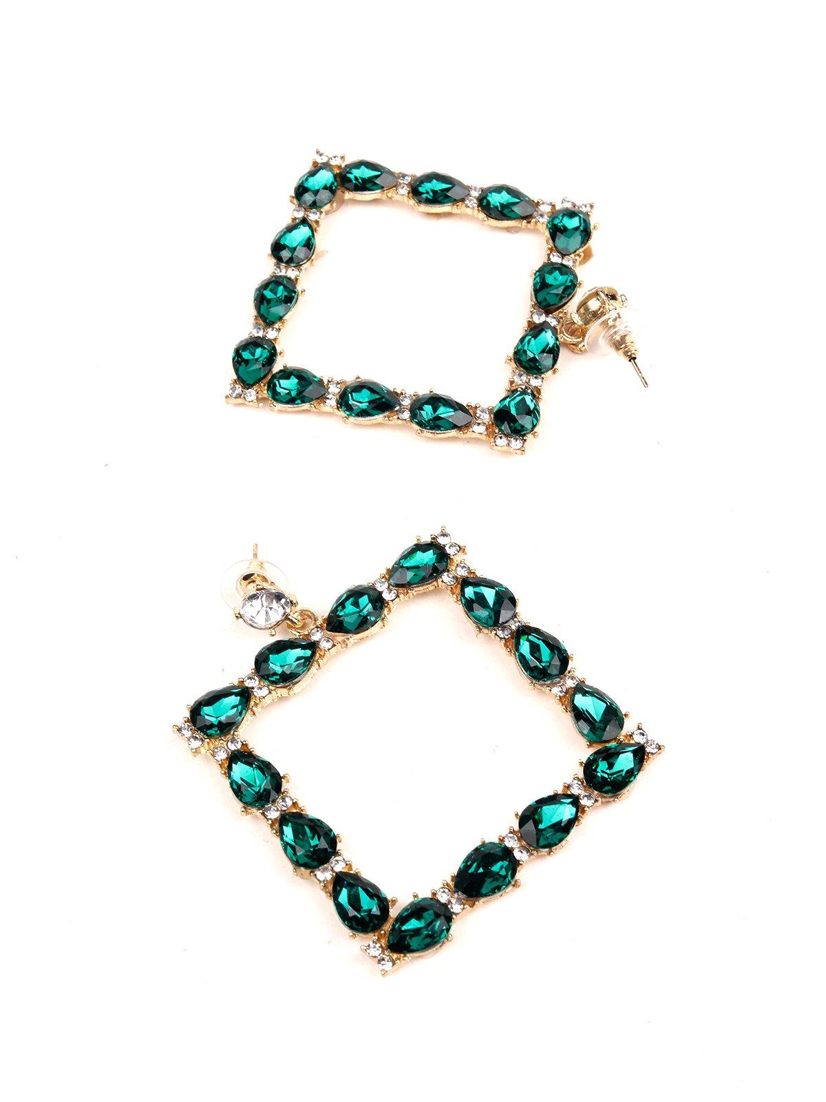 Women's Emerald Green Square-Shaped Earring