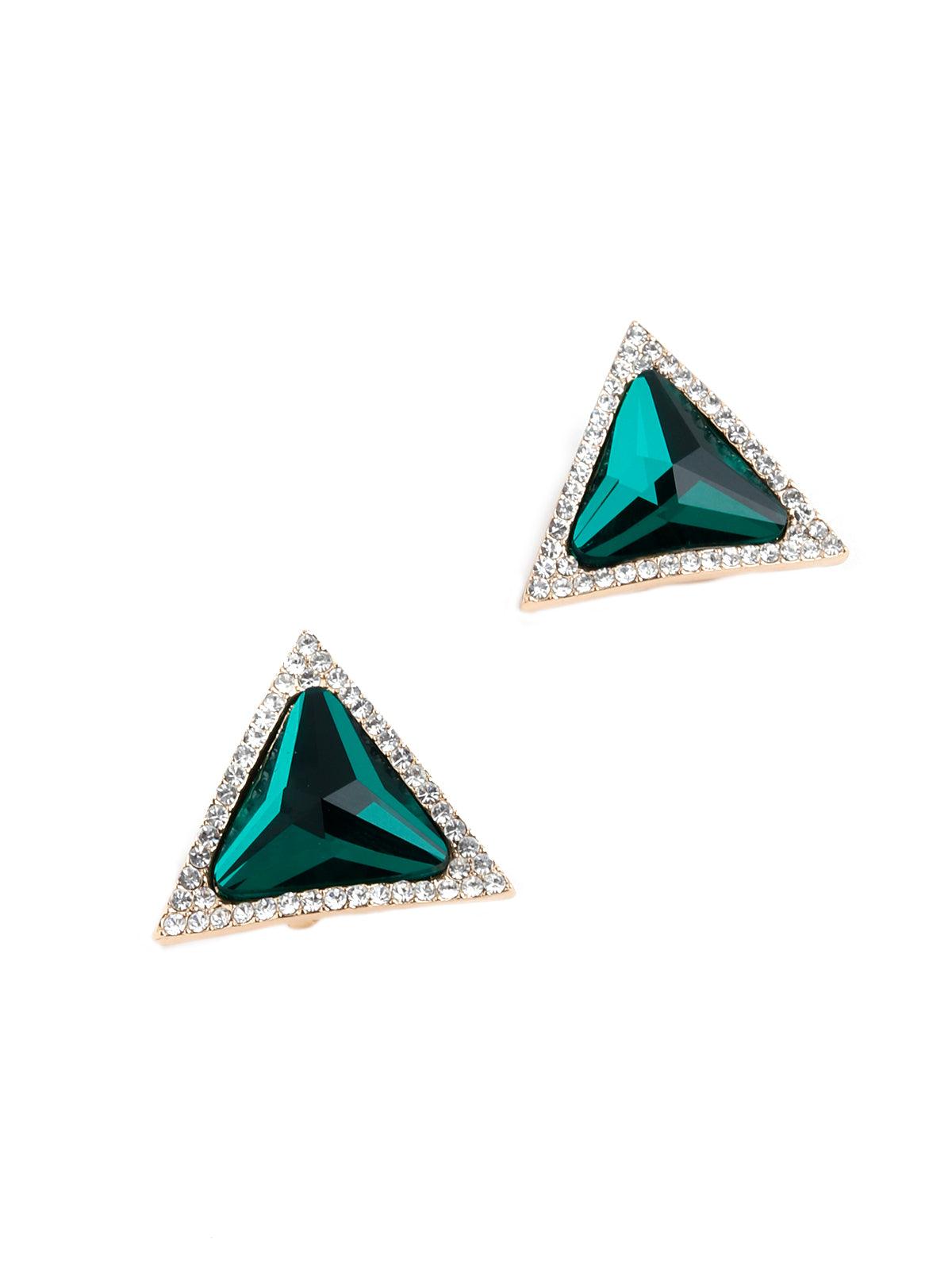 Women's Emerald Green Triangular Crystal Stud Earring