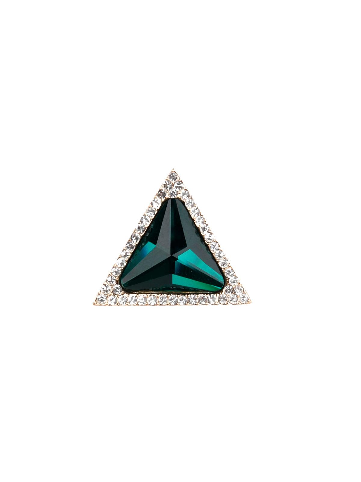 Women's Emerald Green Triangular Crystal Stud Earring