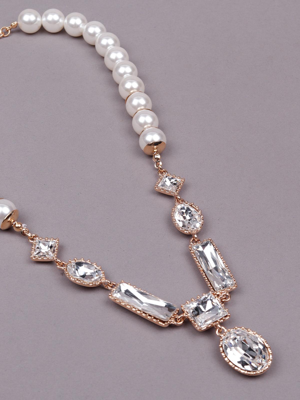 Women's Exquisite Artificial Pearl And Crystal Pendant Necklac