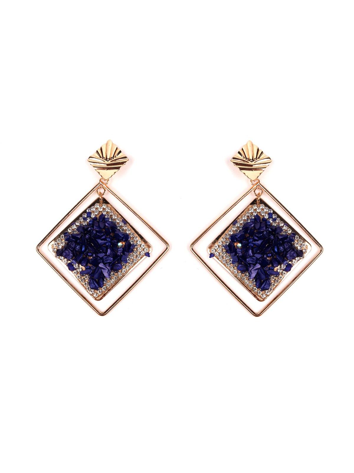 Women's Exquisite Blue Diamond Frame Earring
