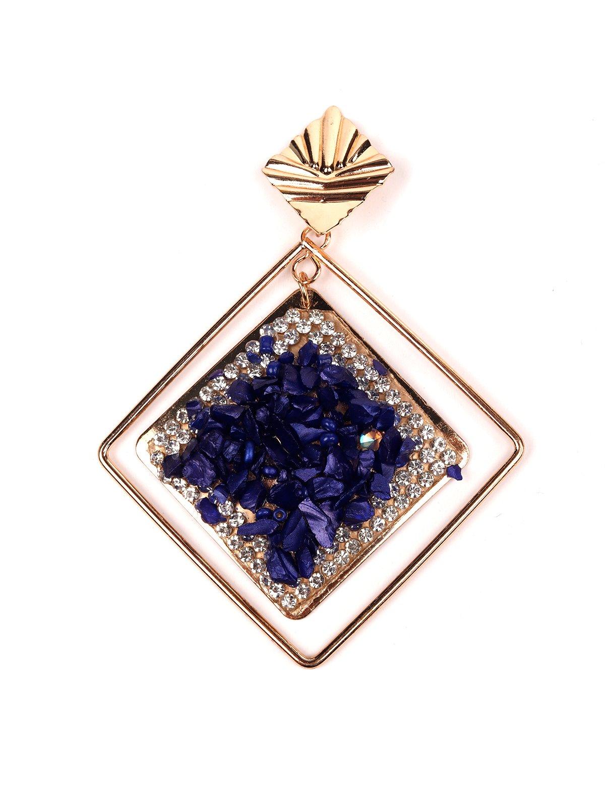 Women's Exquisite Blue Diamond Frame Earring