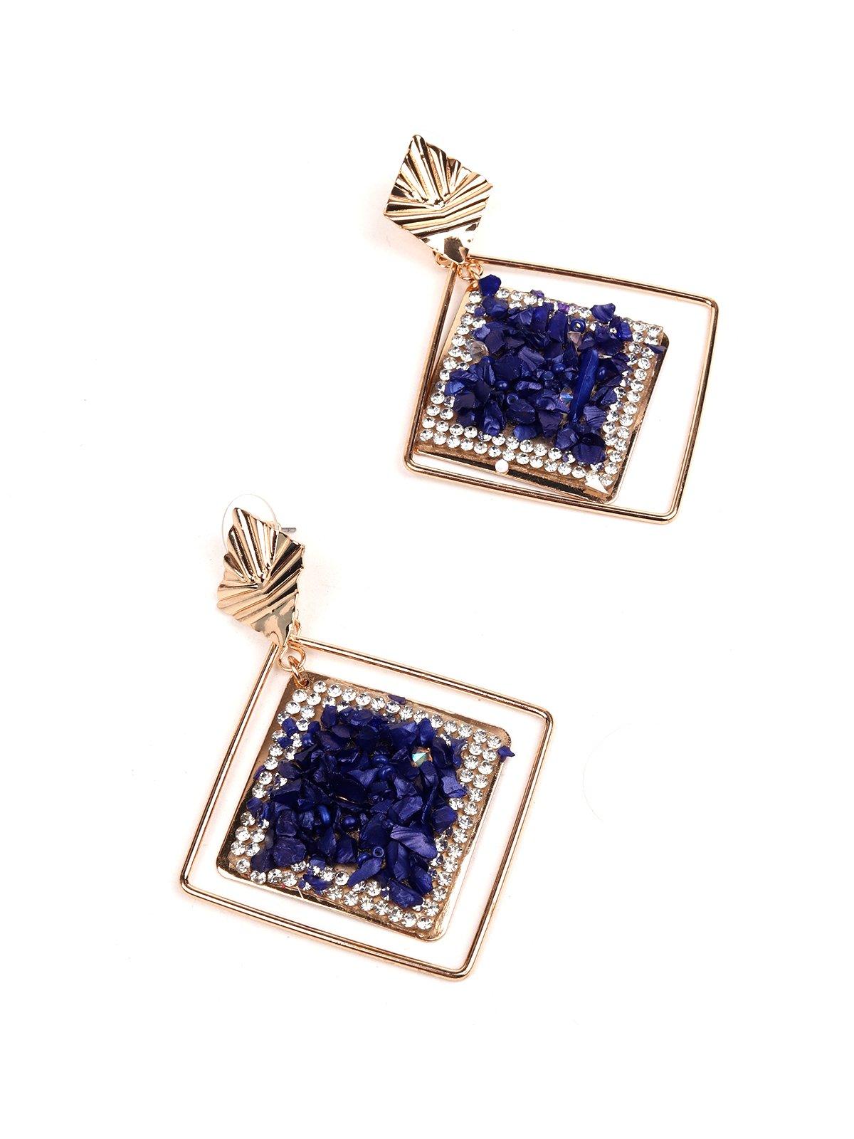 Women's Exquisite Blue Diamond Frame Earring