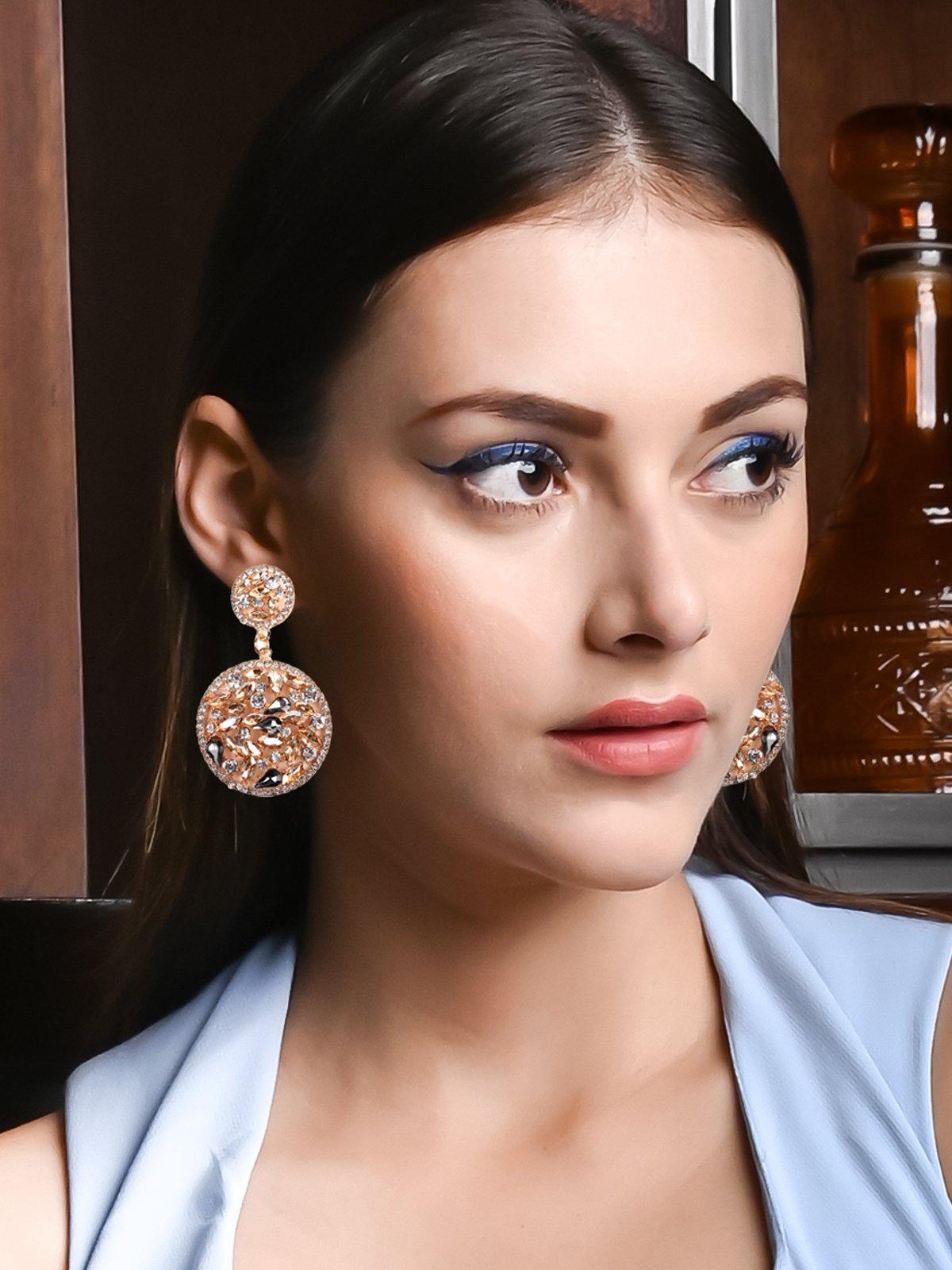 Women's Exquisite Double Rounded Crystal Earring
