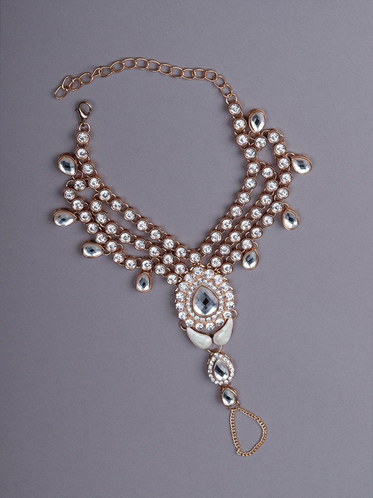Women's Exquisite Kundan Work Hathphoo