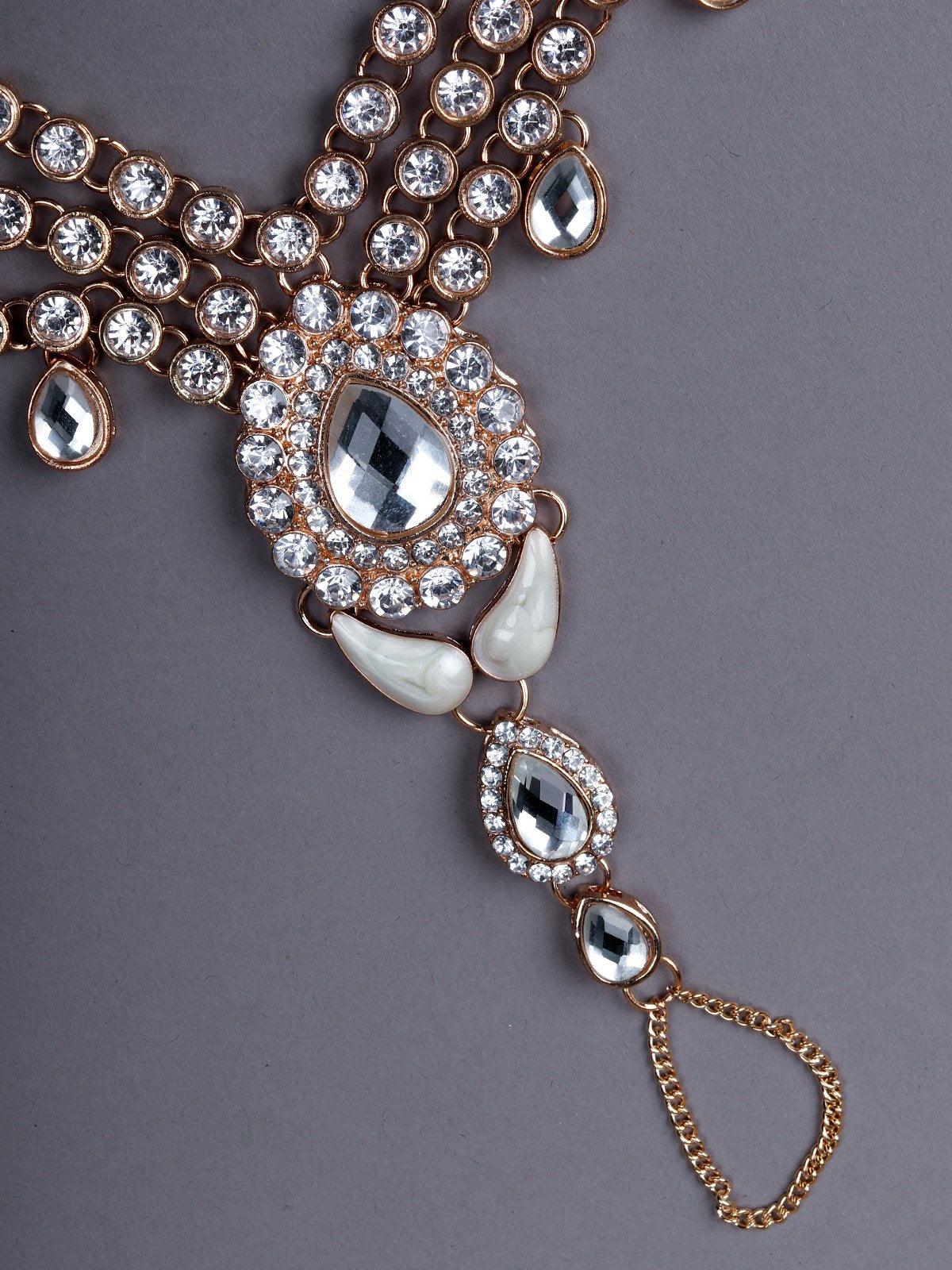 Women's Exquisite Kundan Work Hathphoo