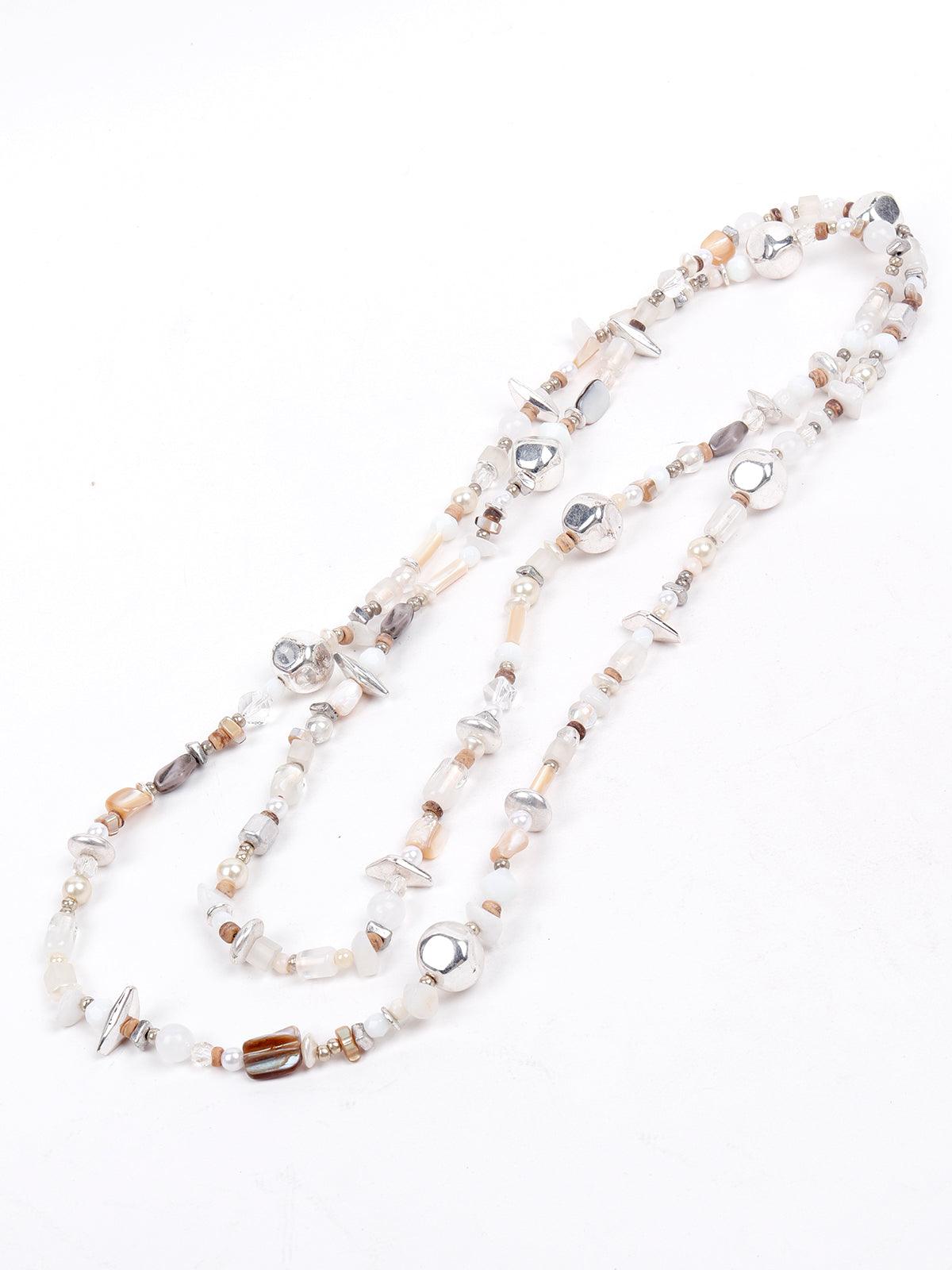 Women's Exquisite Layered White Beaded Necklace -Whit