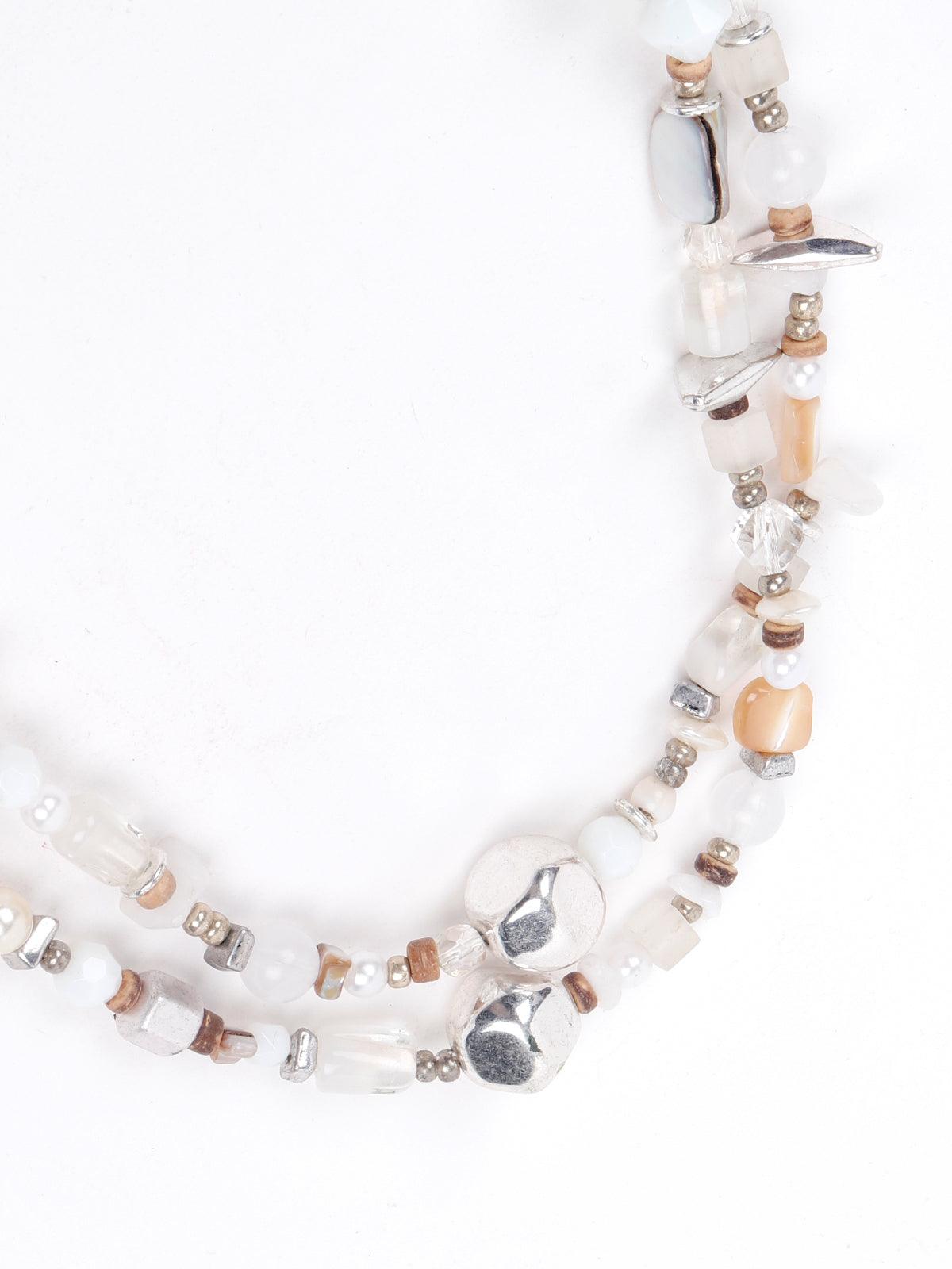 Women's Exquisite Layered White Beaded Necklace -Whit