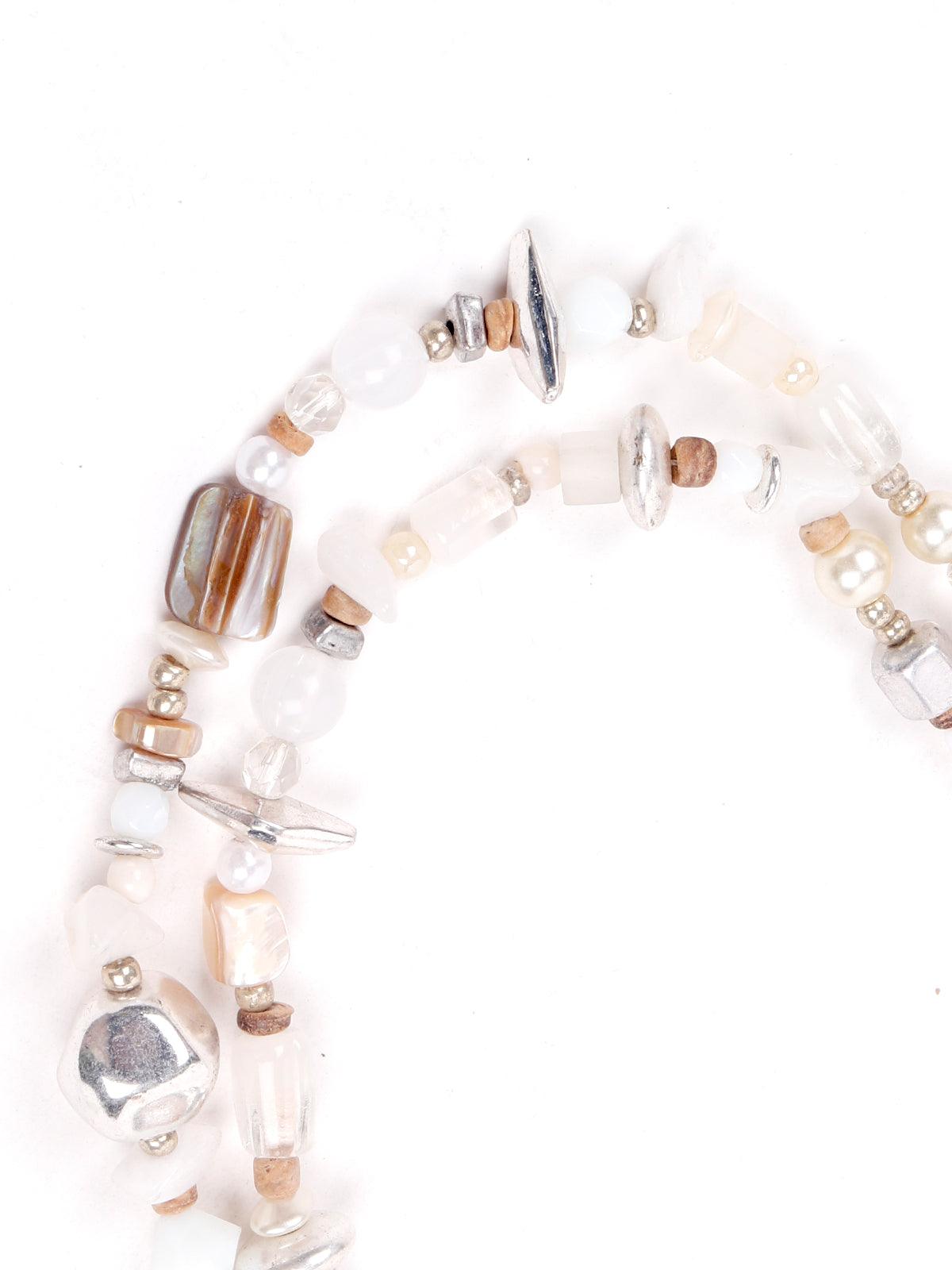 Women's Exquisite Layered White Beaded Necklace -Whit