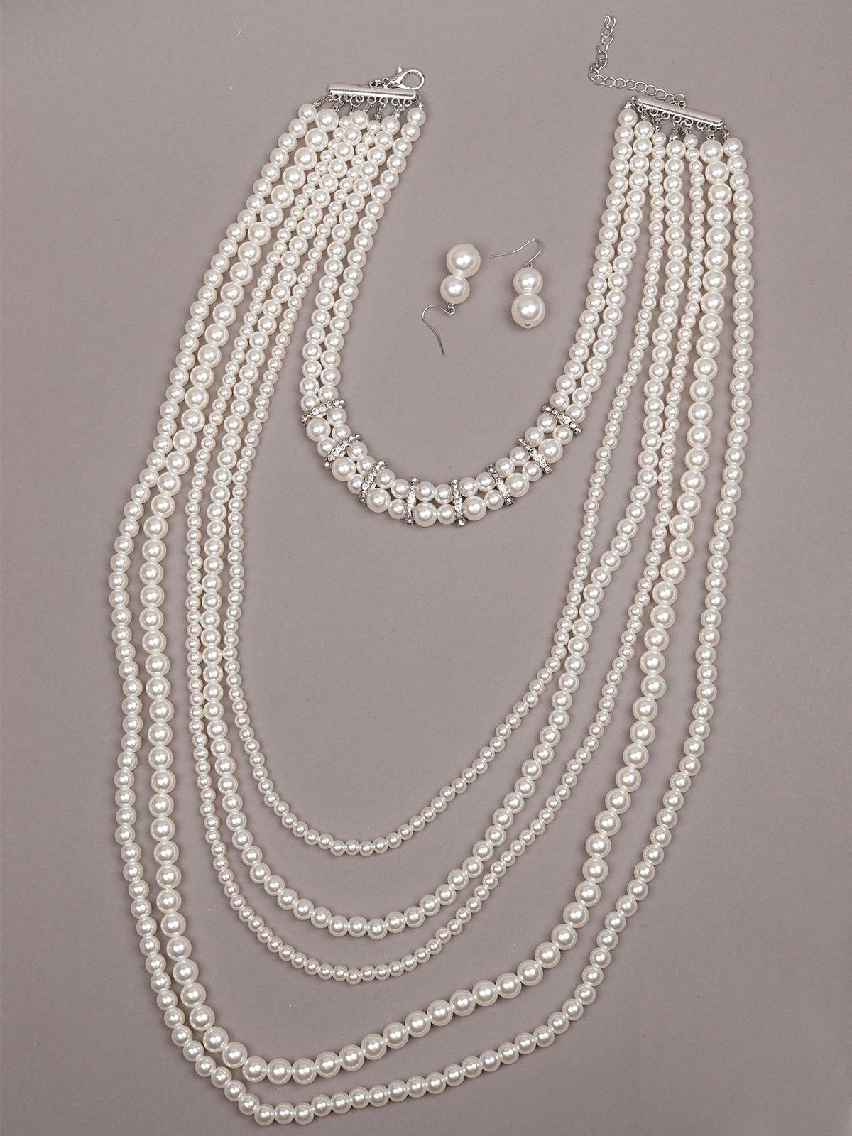Women's Exquisite Long Overlapping Pearl Necklac