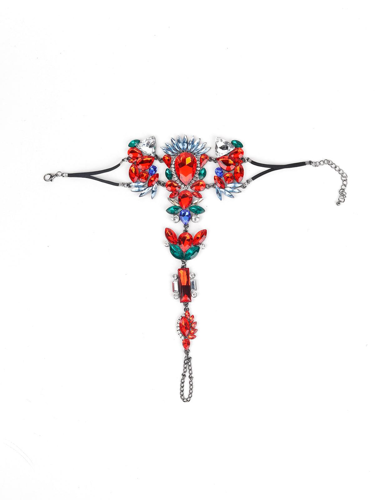 Women's Exquisite Multicolour Gemstone Hathphool Bracele
