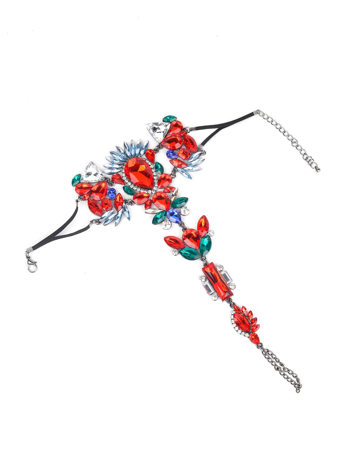 Women's Exquisite Multicolour Gemstone Hathphool Bracele