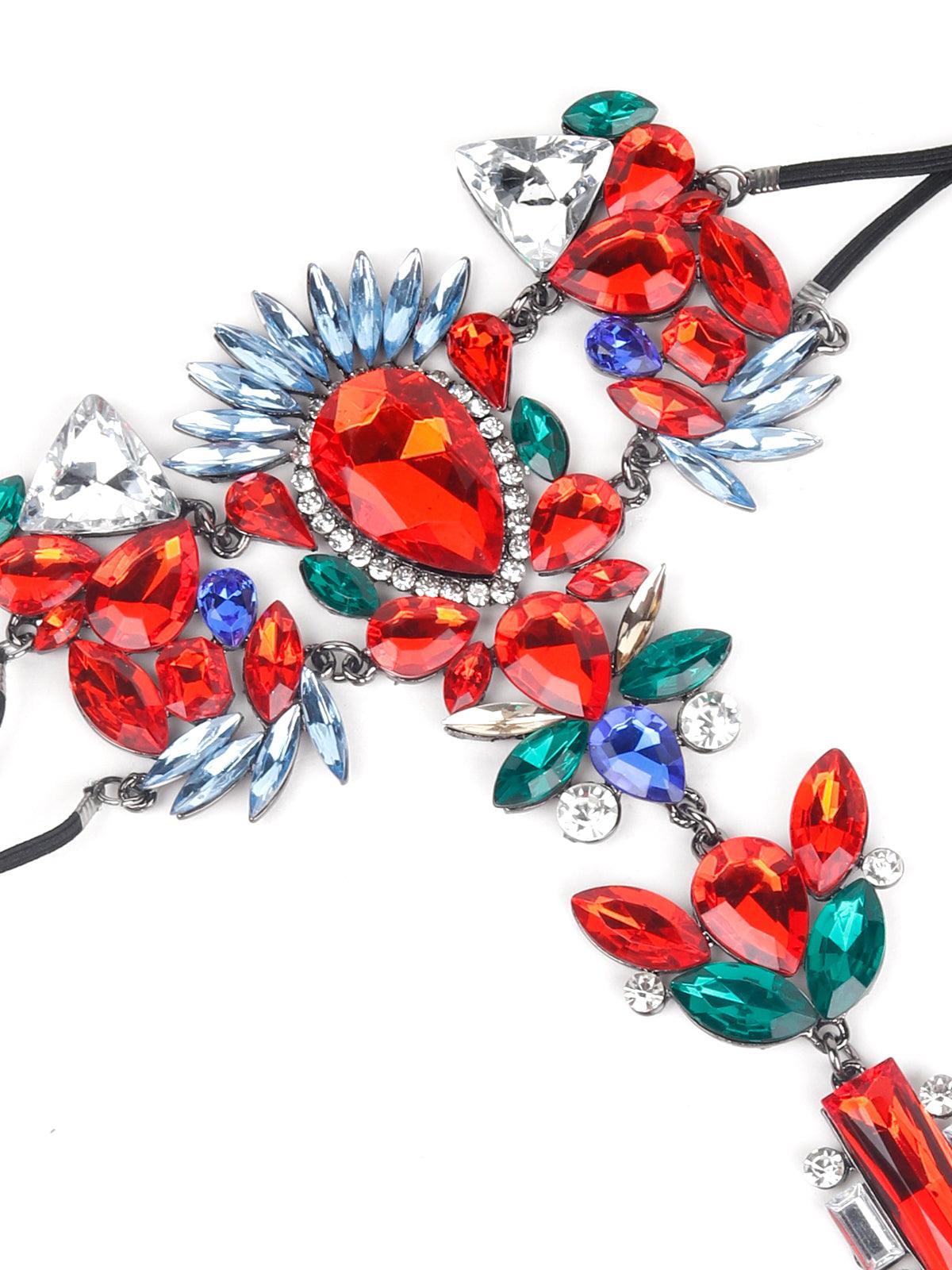 Women's Exquisite Multicolour Gemstone Hathphool Bracele