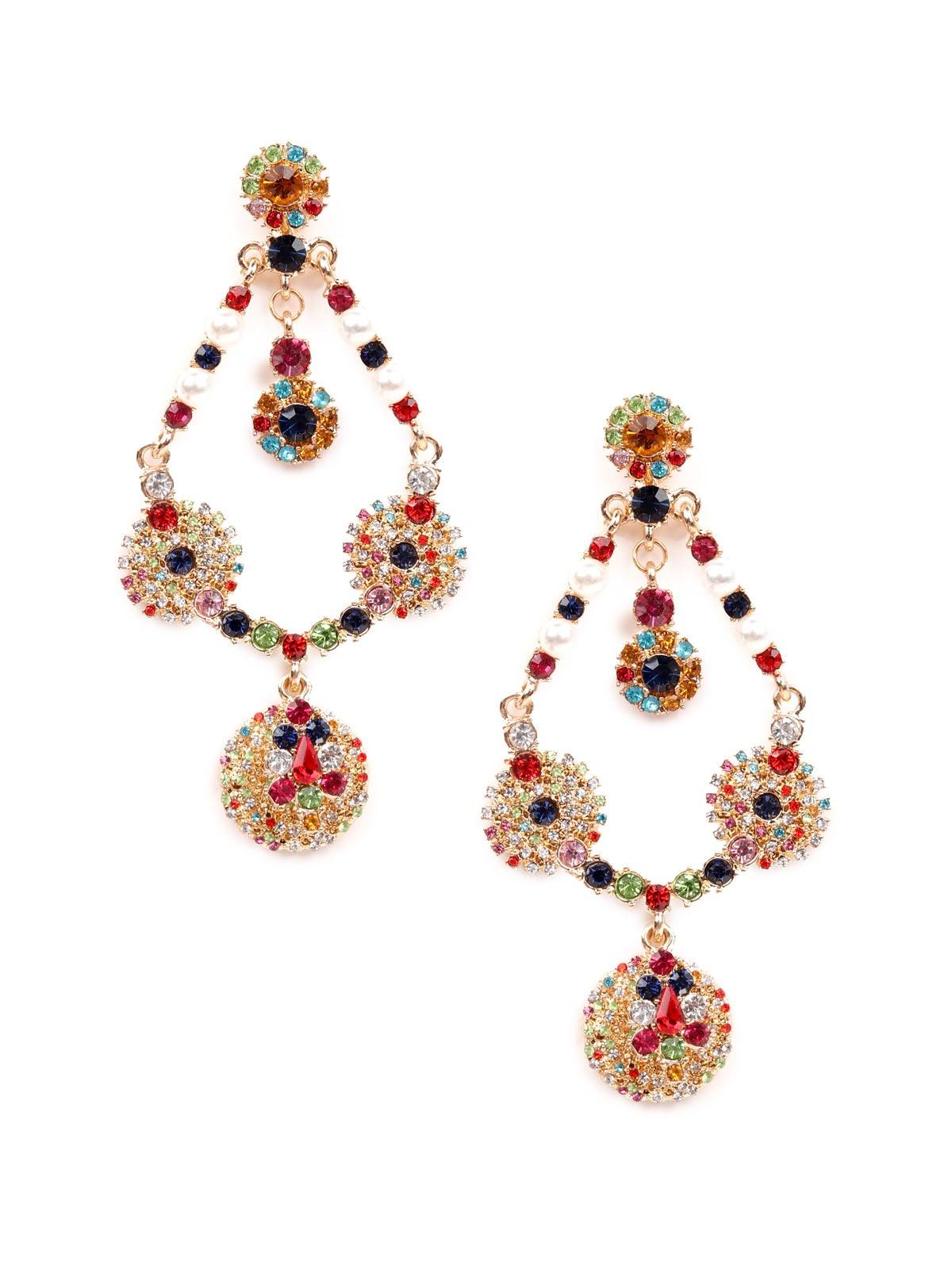 Women's Exquisite Multicoloured Gemstone Crystal Drop Earring