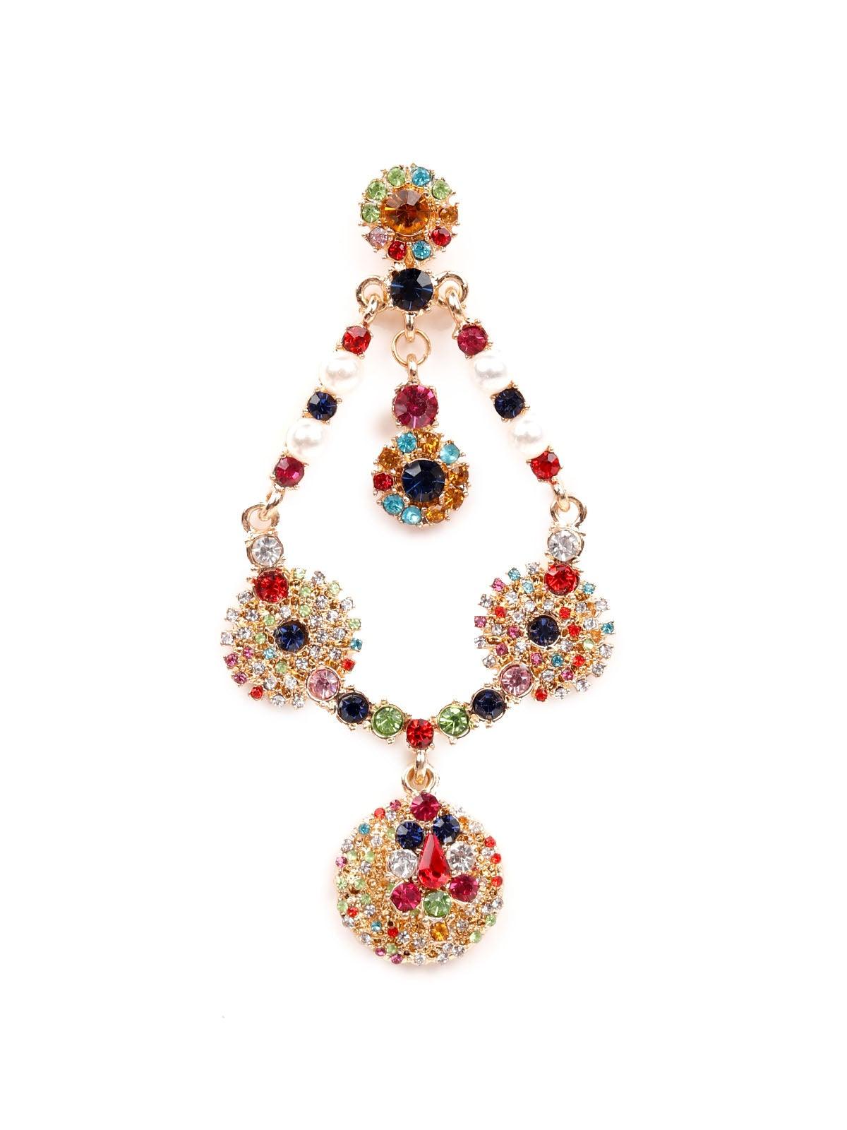 Women's Exquisite Multicoloured Gemstone Crystal Drop Earring